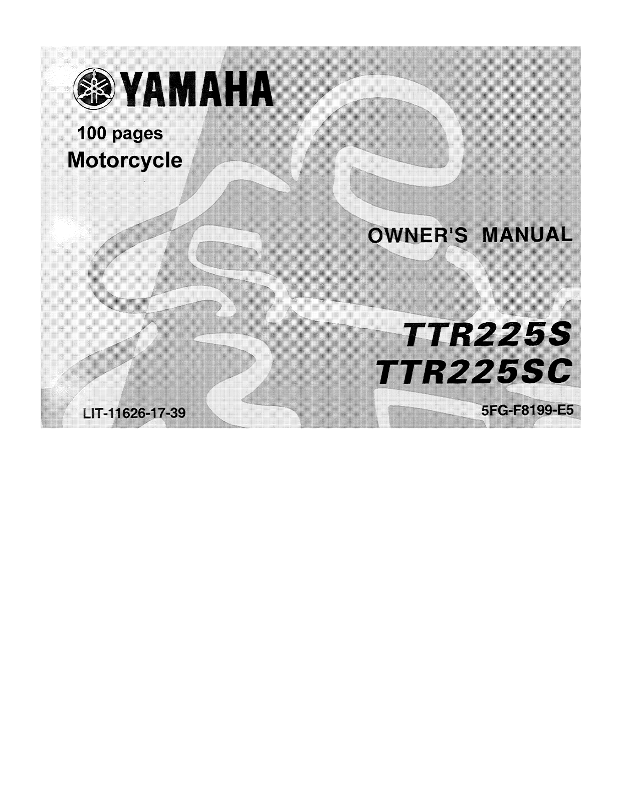 Yamaha TTR225S, TTR225SC User Manual