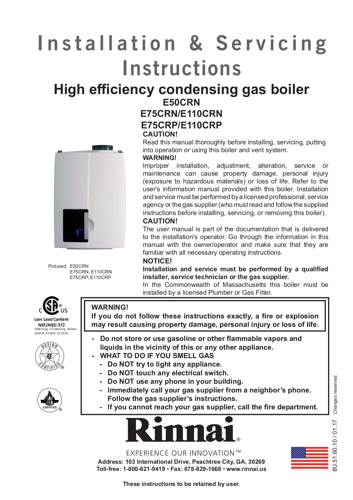 Rinnai Water Heater E75CRN Installation  Manual