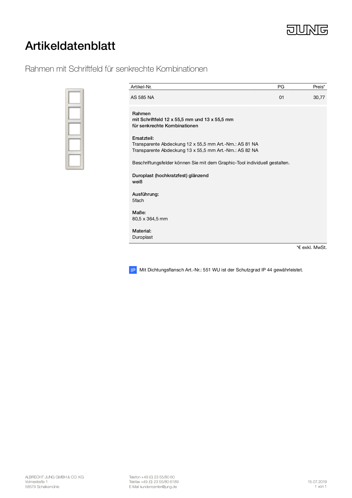 Jung AS 585 NA User Manual