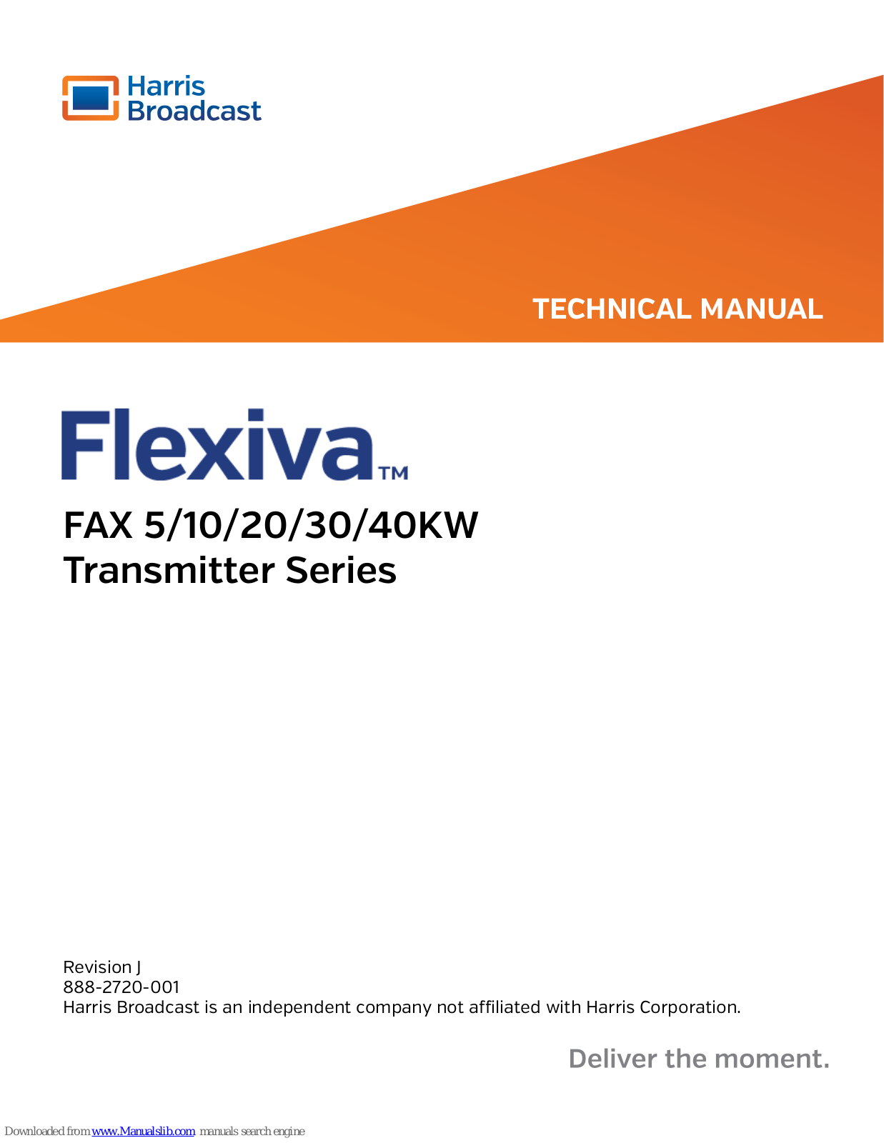 Harris Broadcast Flexiva Fax 40kw, Flexiva Fax 10kw, Flexiva Fax 20kw, Flexiva Fax 30kw, Flexiva FAX 5KW Technical Manual