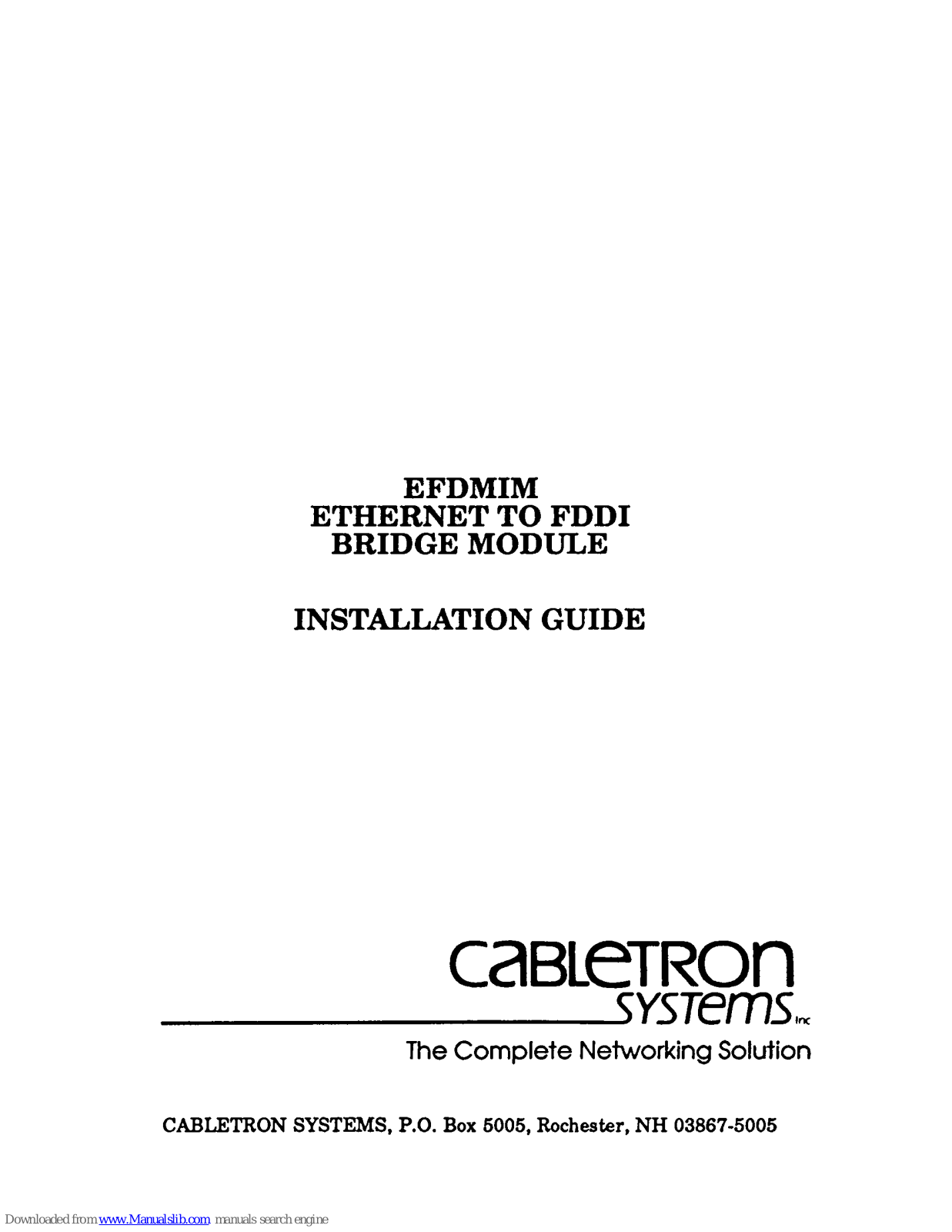 Cabletron Systems EFDMIM Installation Manual