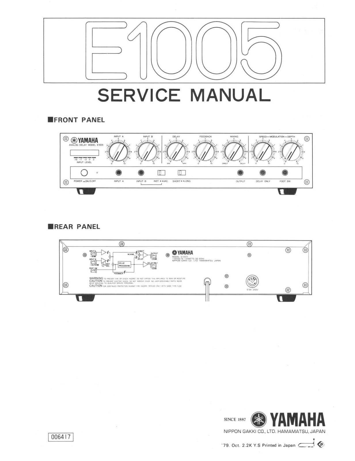 Yamaha E1005 Schematic