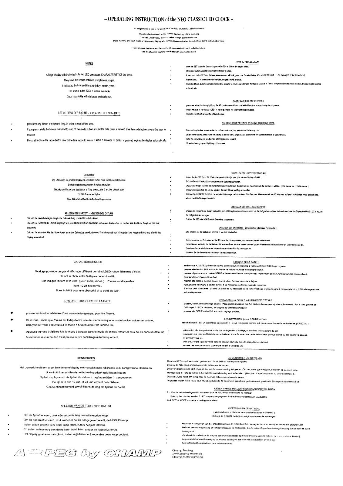 Conrad NEO CLASSIC User manual