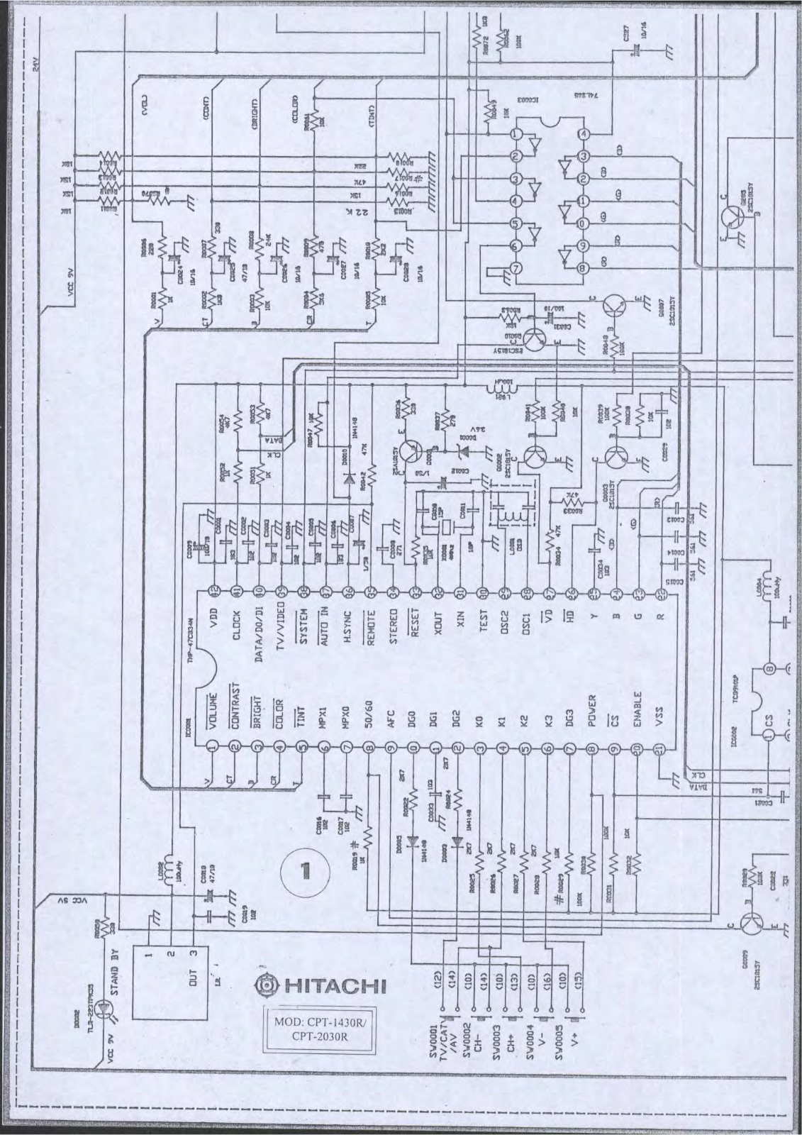 Hitachi CPT-1430R, CPT-2030R Schematic