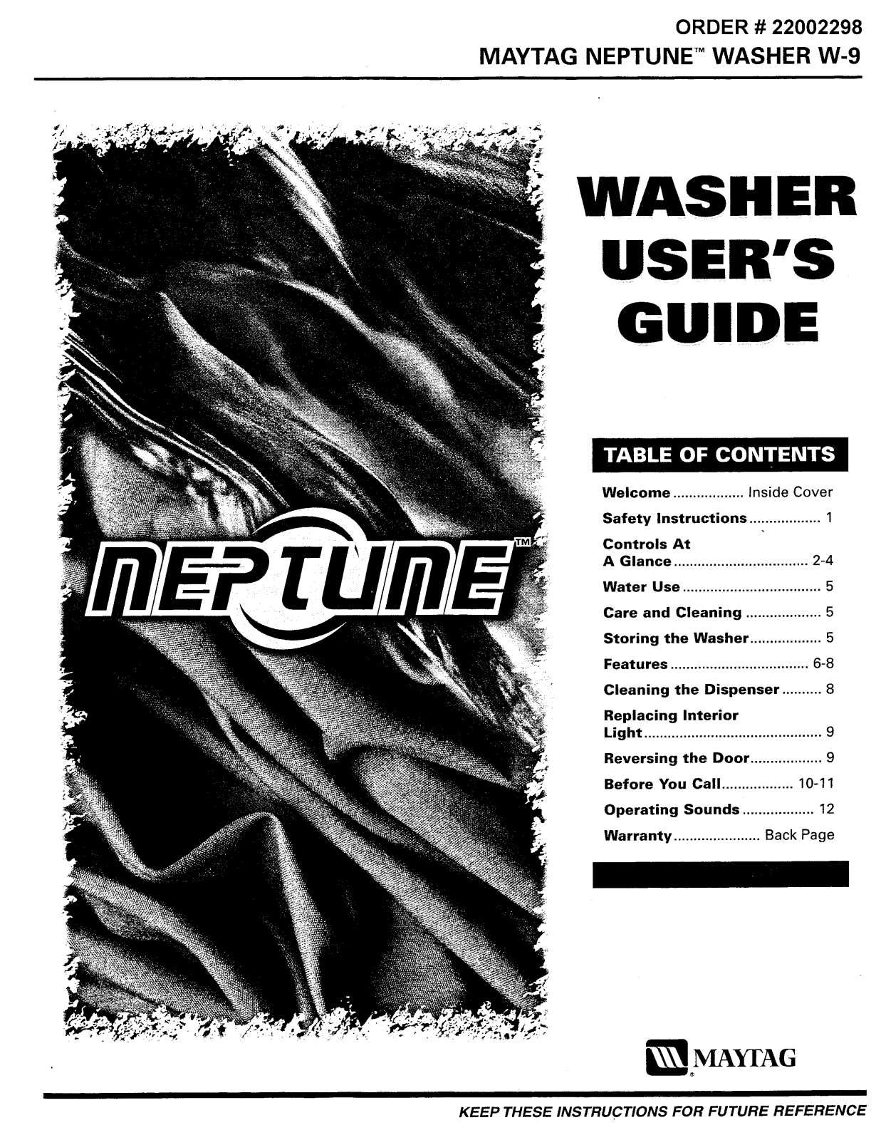 Maytag W-9 User Manual