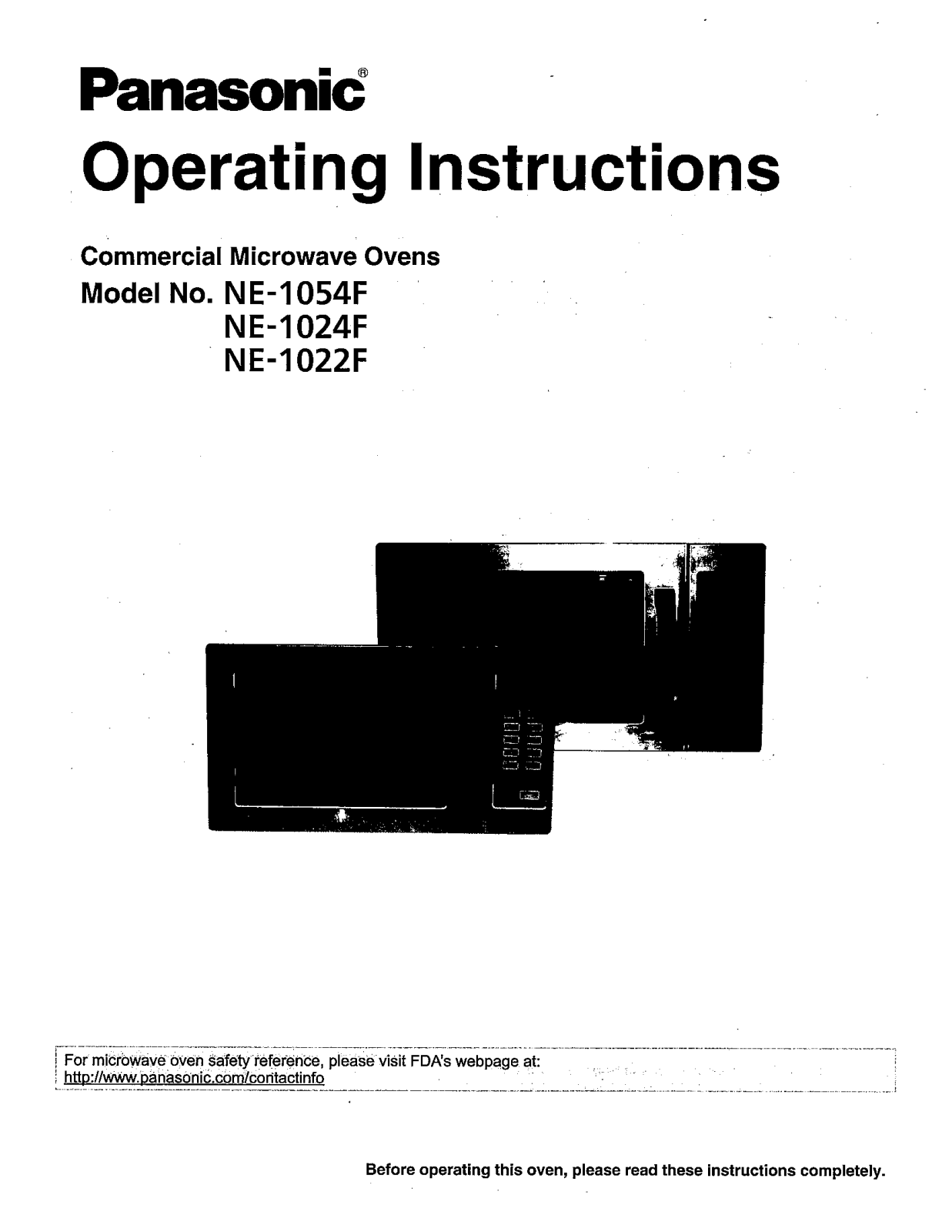 Panasonic NE-1022F, NE-1024F Operating Instruction