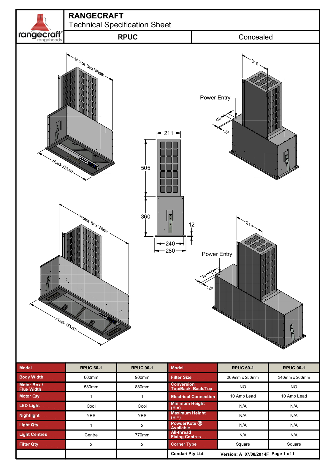 Qasair RPUC60-1T, RPUC90-1T Specifications Sheet