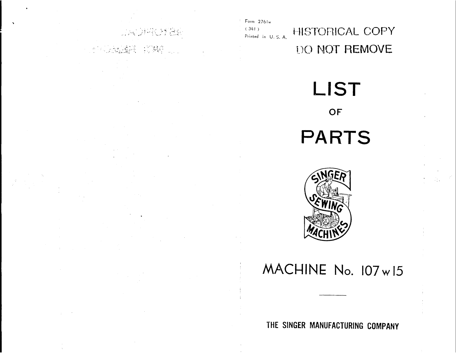 Singer 107W15 User Manual