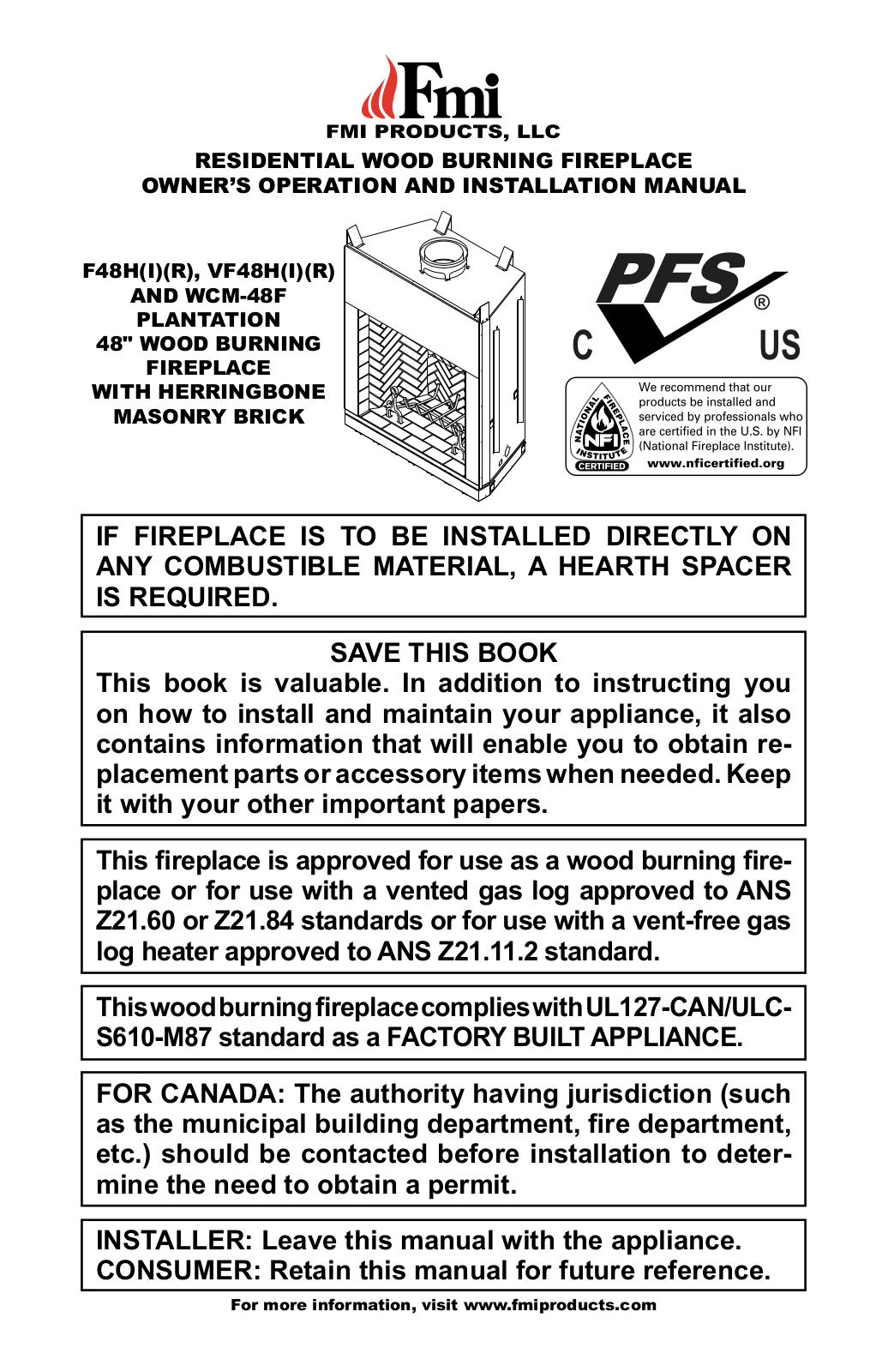 FMI F48HIR, WCM-48F, VF48HIR User Manual