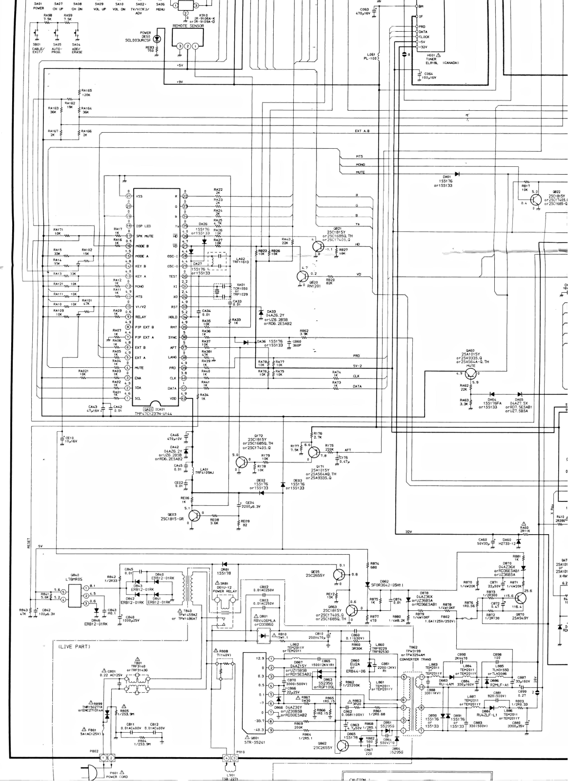 Toshiba TAC9342 CF-27C40, TV-29C35 Schematic