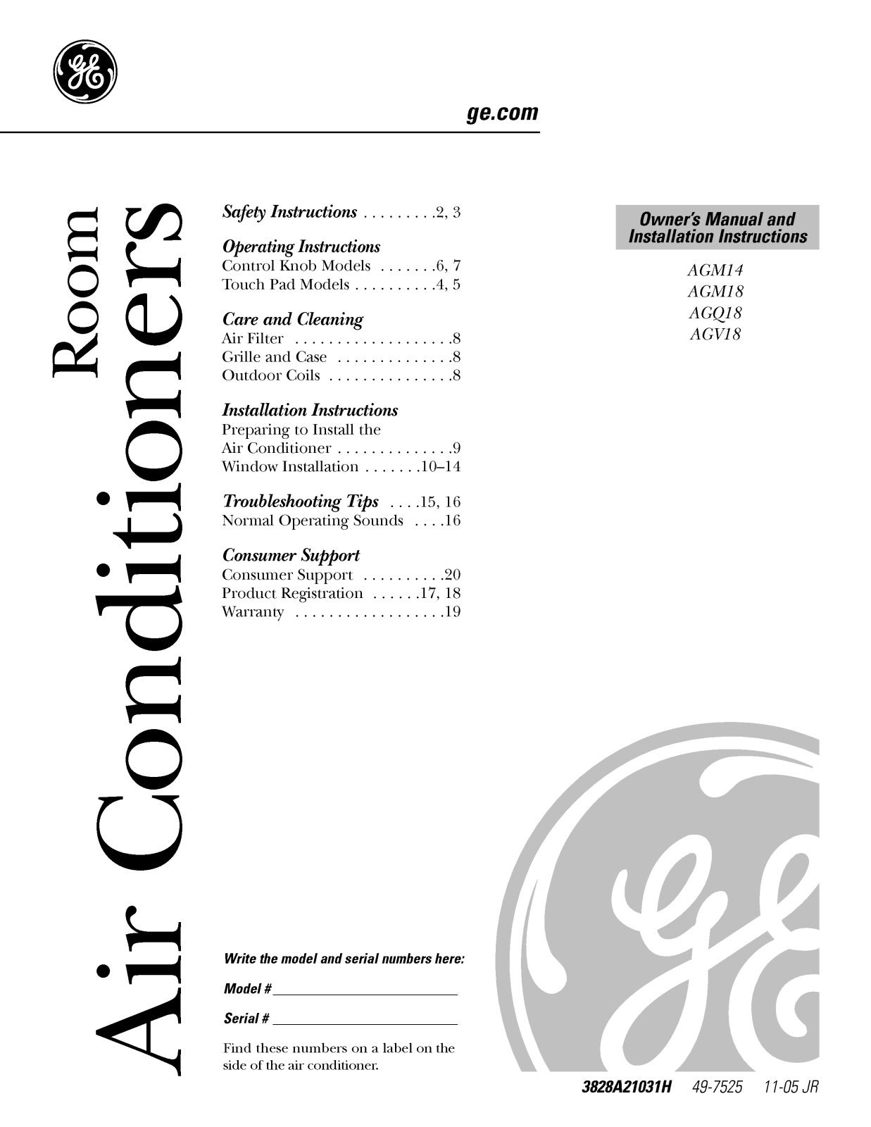 LG AGV18DJG1 User Manual