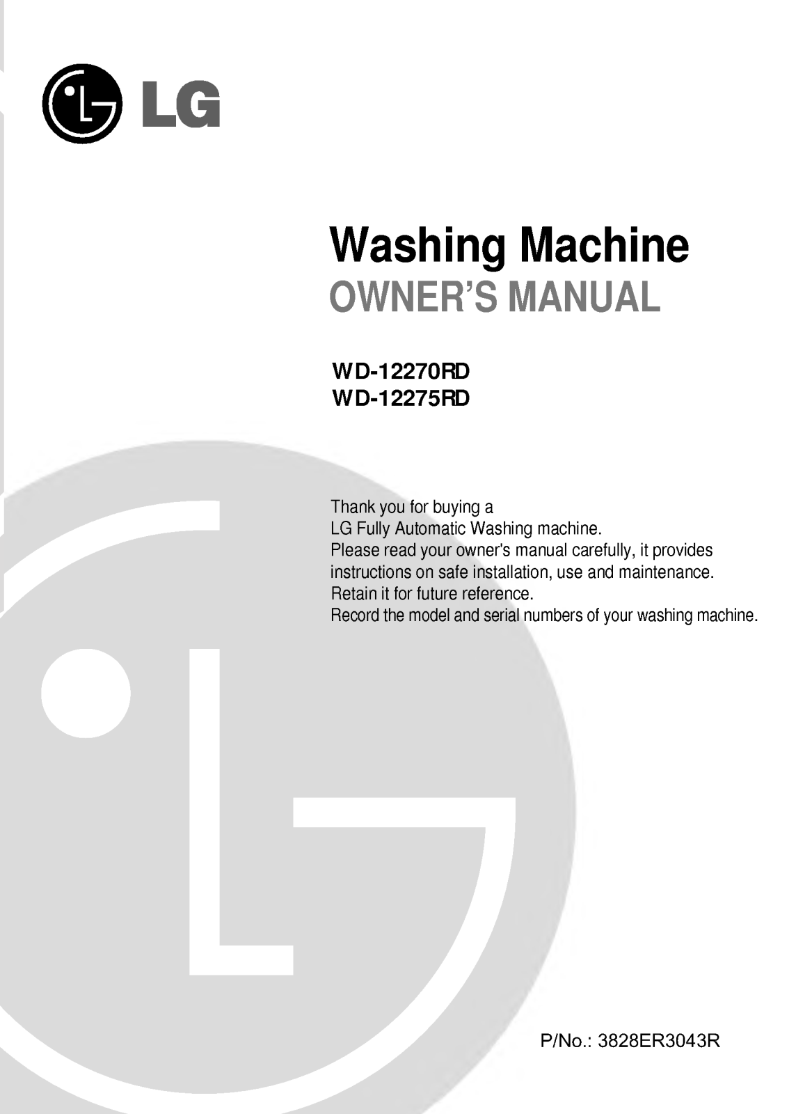 Lg WD-12275BD, WD-12270BD User Manual