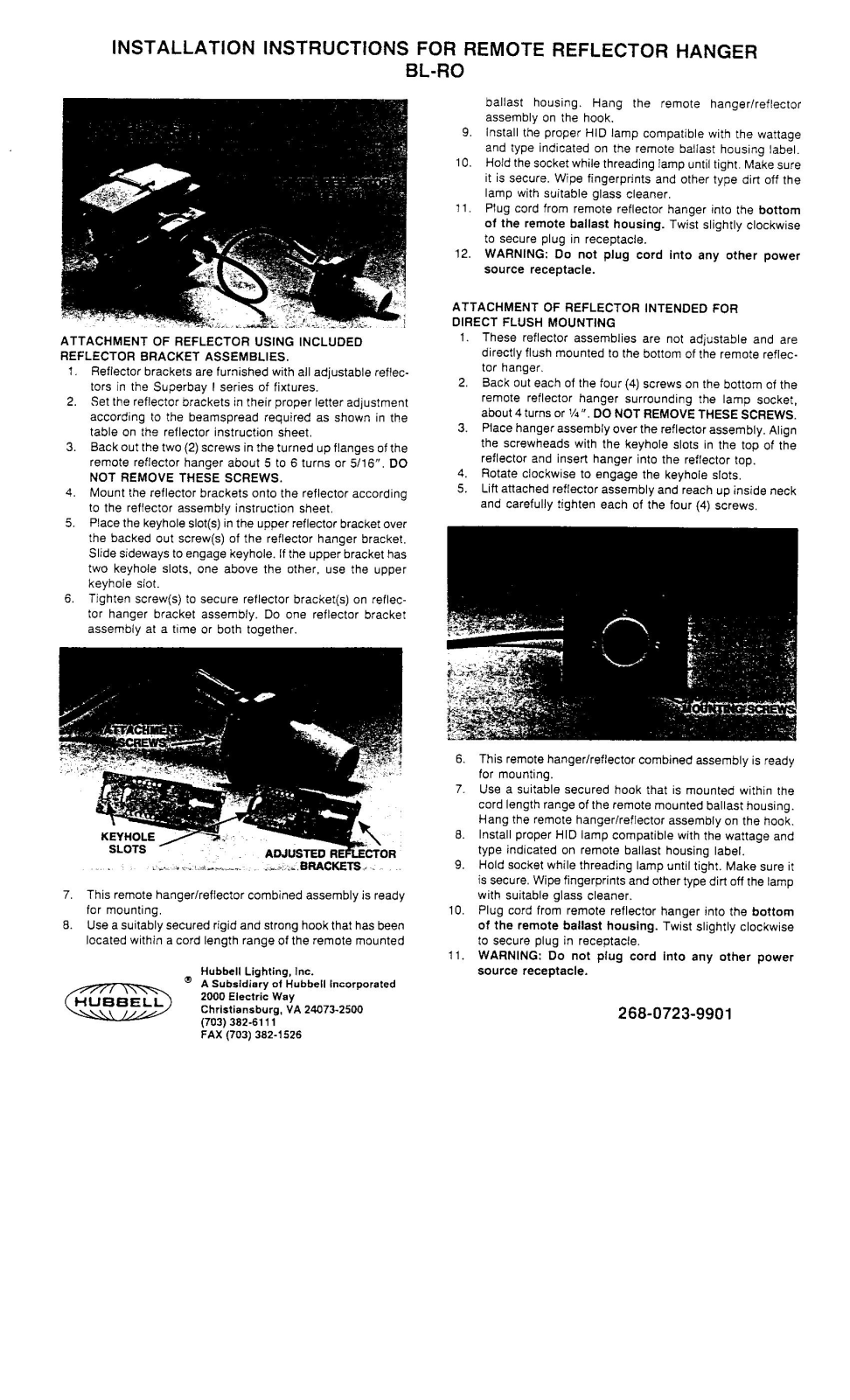 Hubbell Lighting BL-RO User Manual