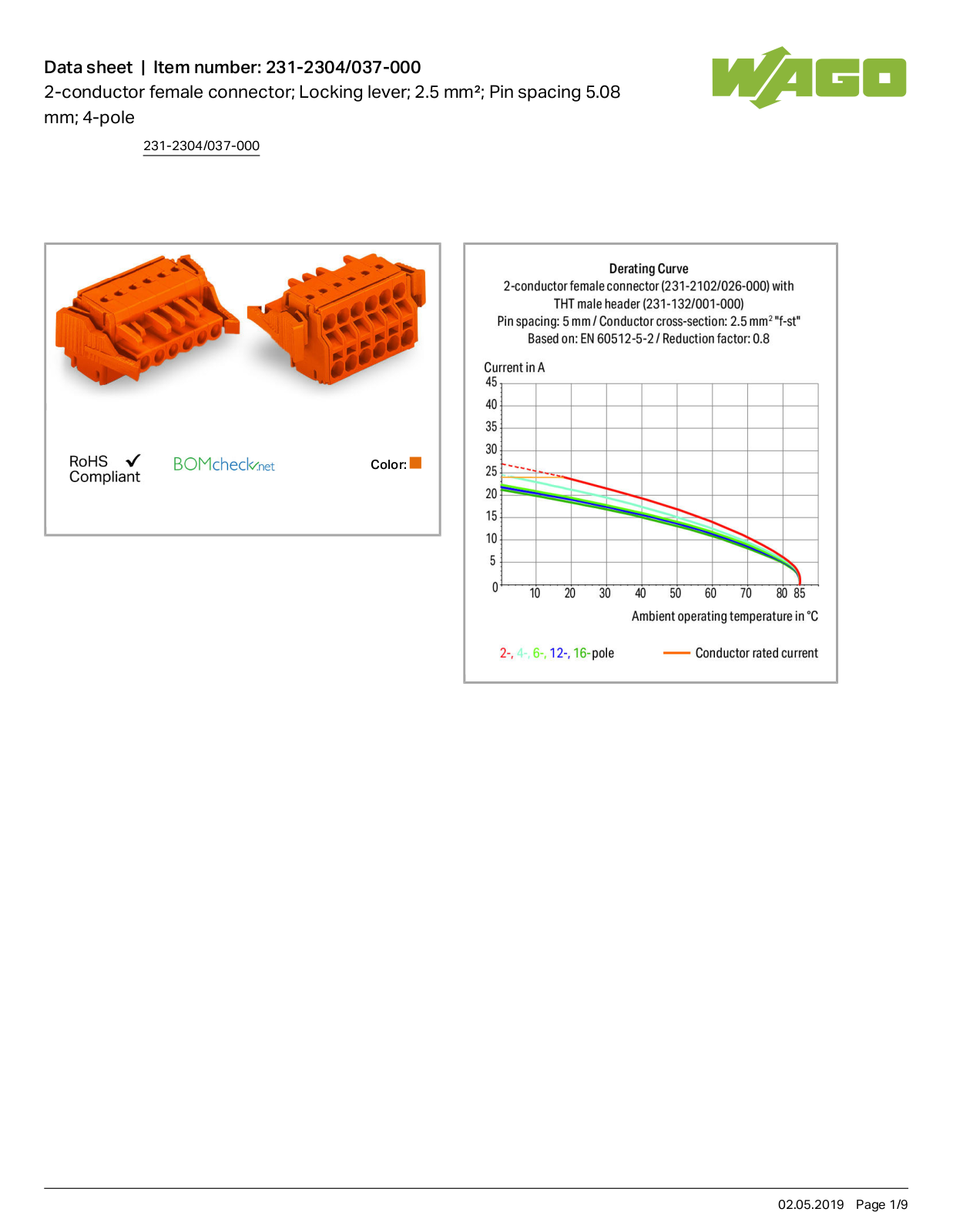 Wago 231-2304/037-000 Data Sheet