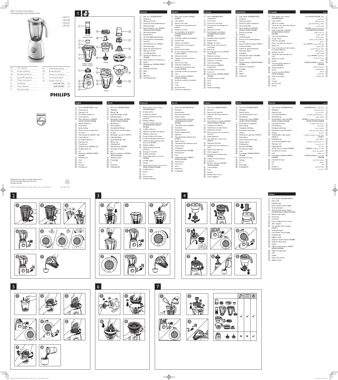 PHILIPS HR 2068, HR 2071 User Manual