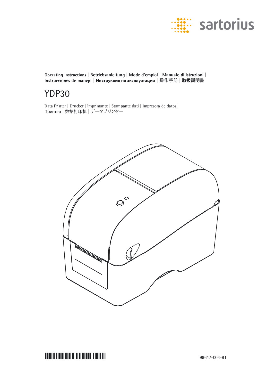 Sartorius YDP30 Operating Instructions Manual