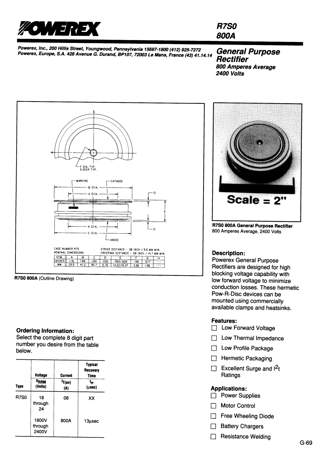 POWEREX R7S00208, R7S00408, R7S00608, R7S00808, R7S01008 Datasheet