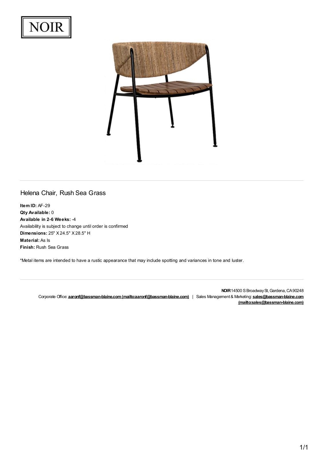 Noir NOIR2647 Specifications - ManualMachine.com