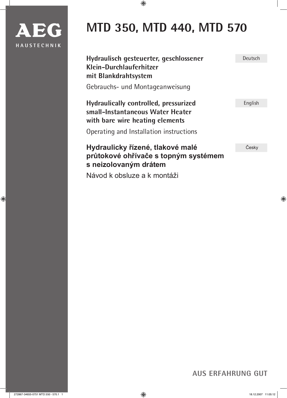 AEG-HC MTD 570, MTD440 User Manual