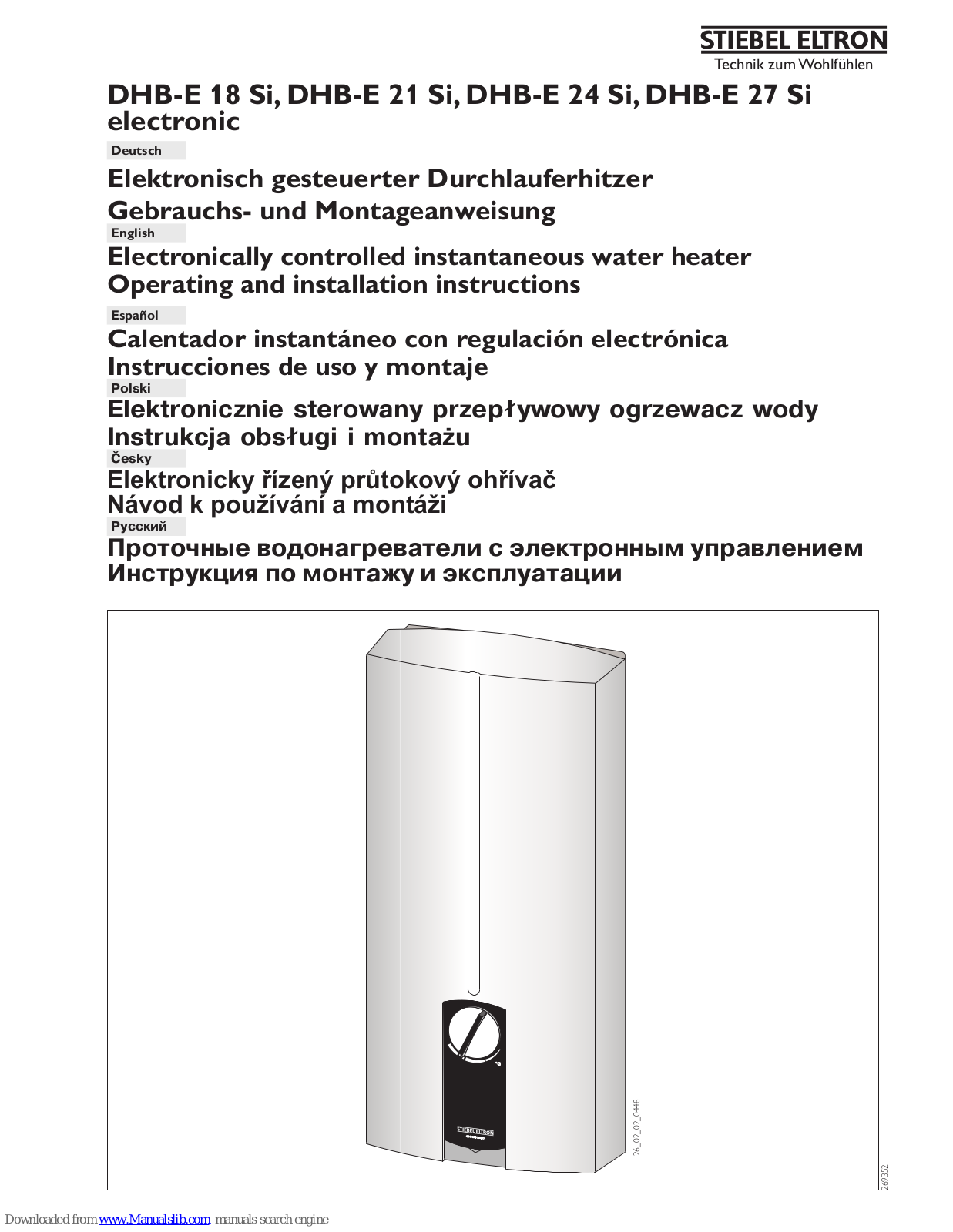 STIEBEL ELTRON DHB-E 21 Si, DHB-E 18 Si, DHB-E 24 Si, DHB-E 27 Si Operating And Installation Instructions