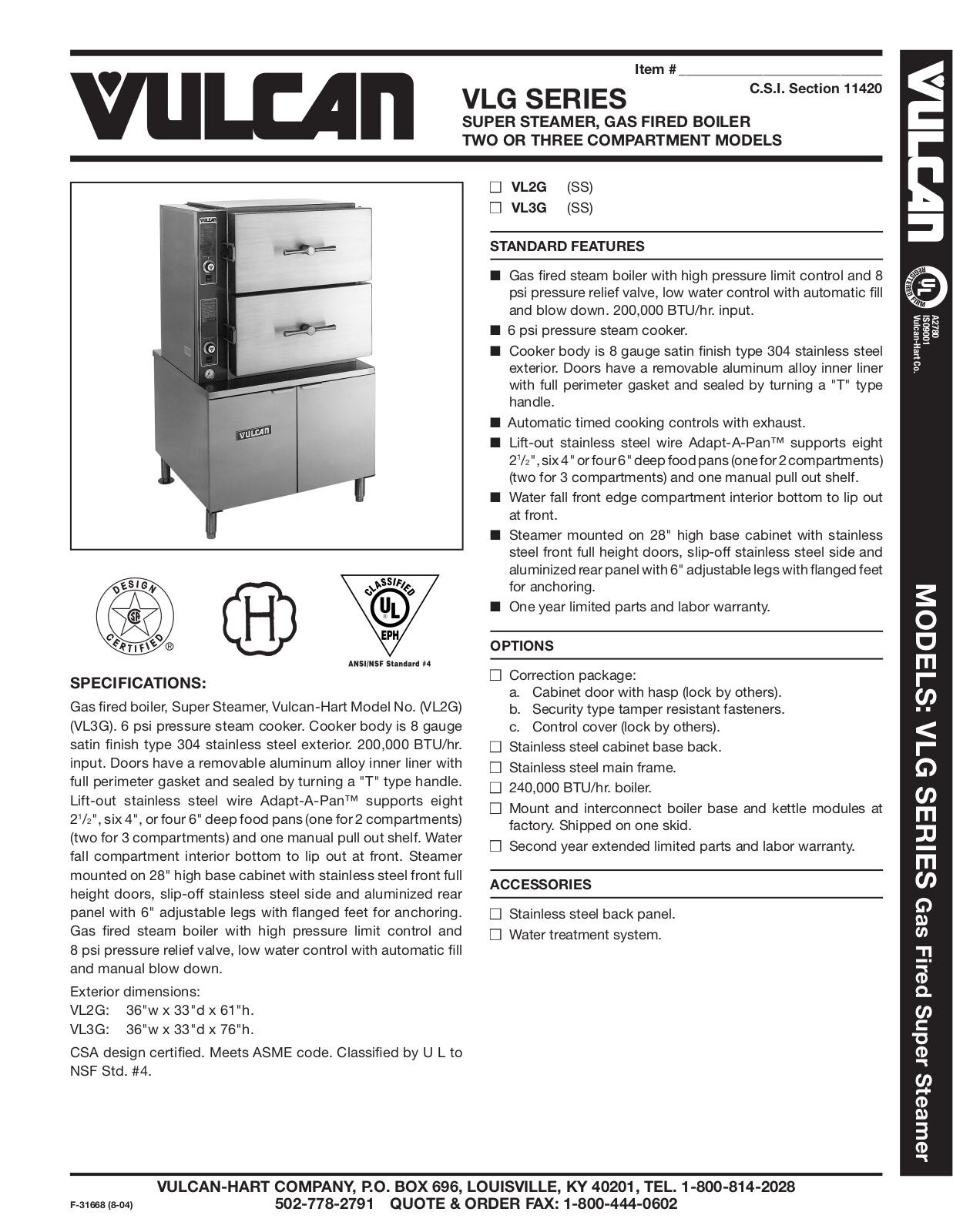 Vulcan VL2G User Manual