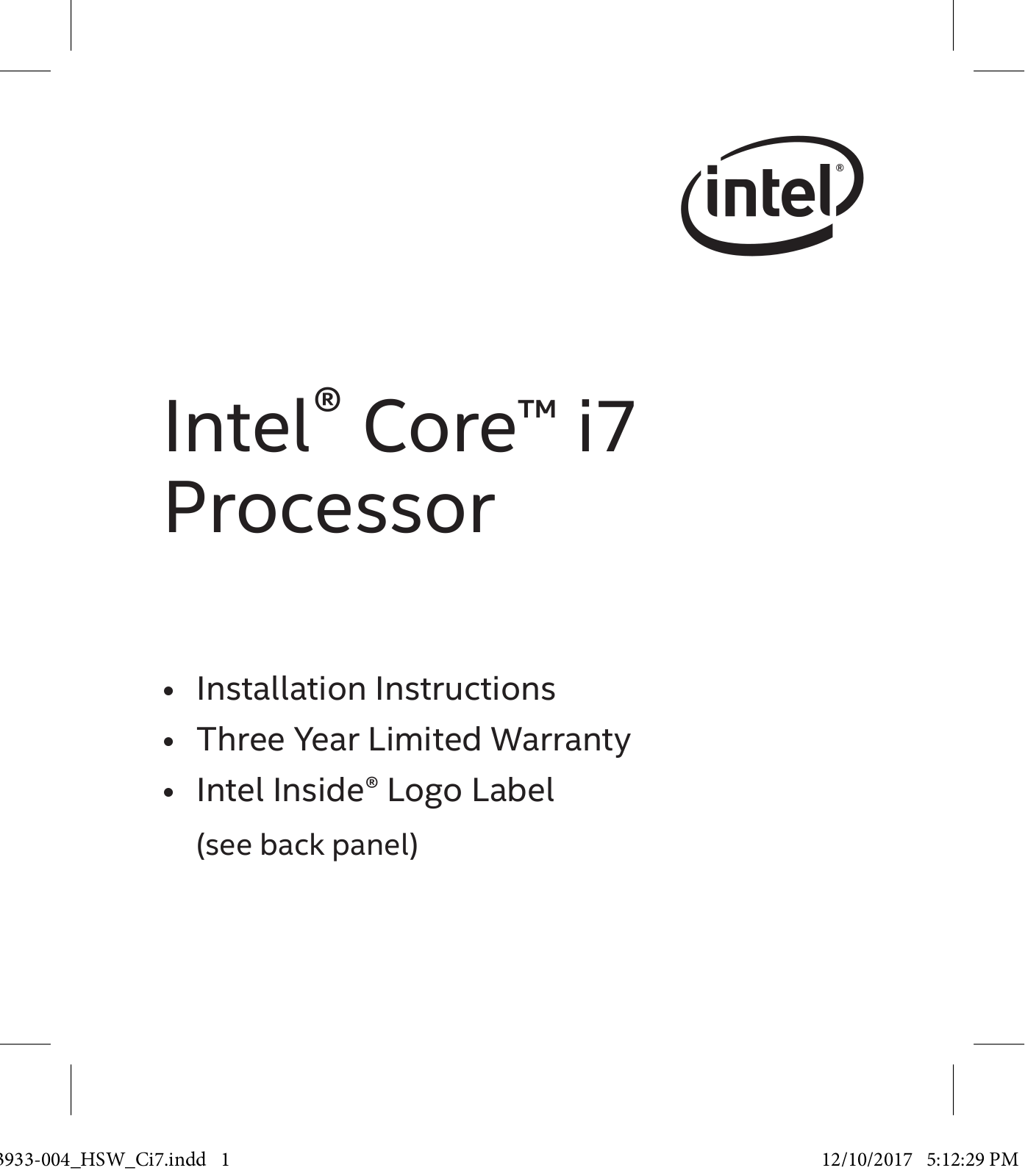 Intel Core i7-9700 OEM User manual