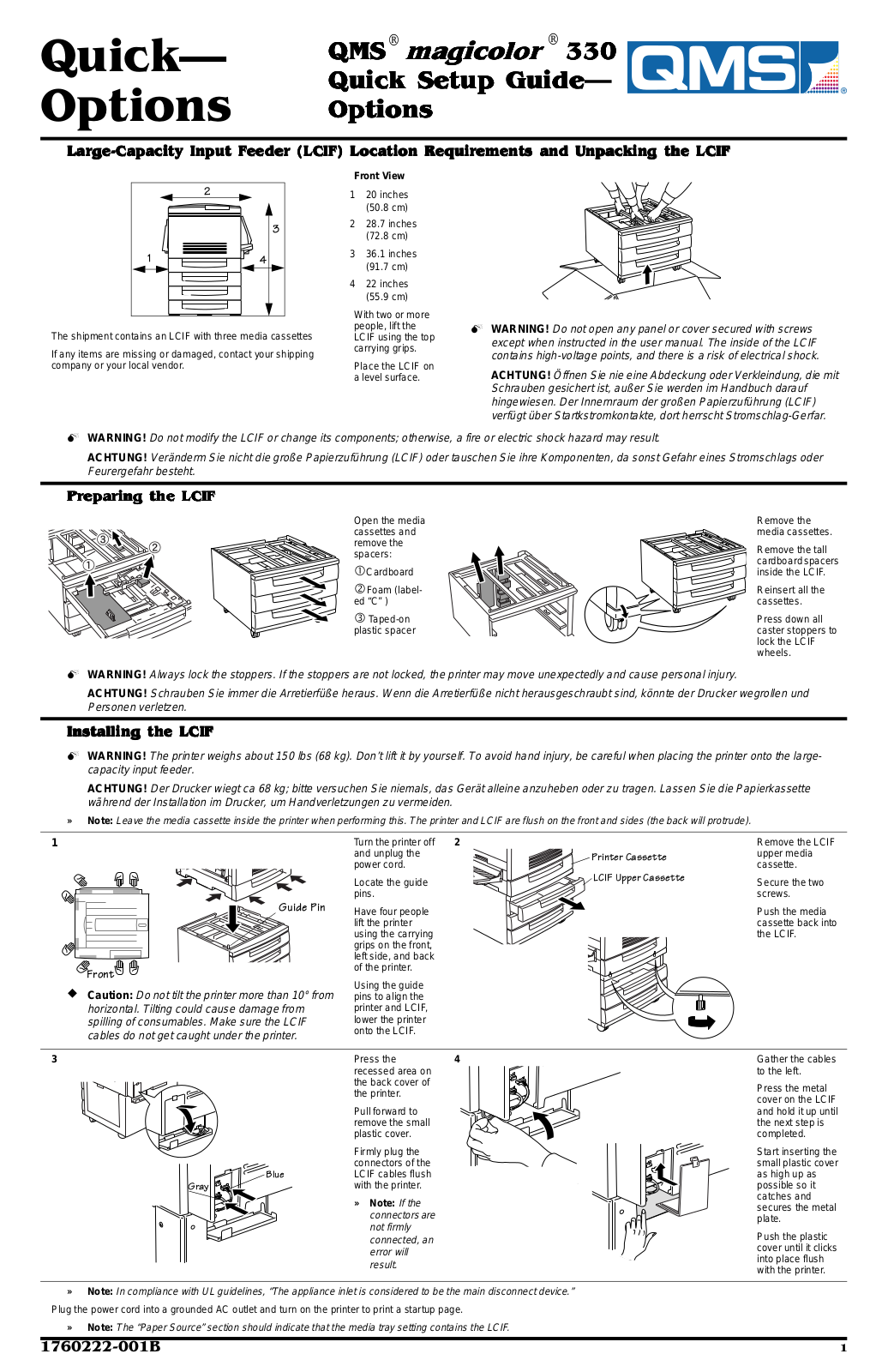 KONICA MINOLTA QMS magic 330 Quick Setup Guide