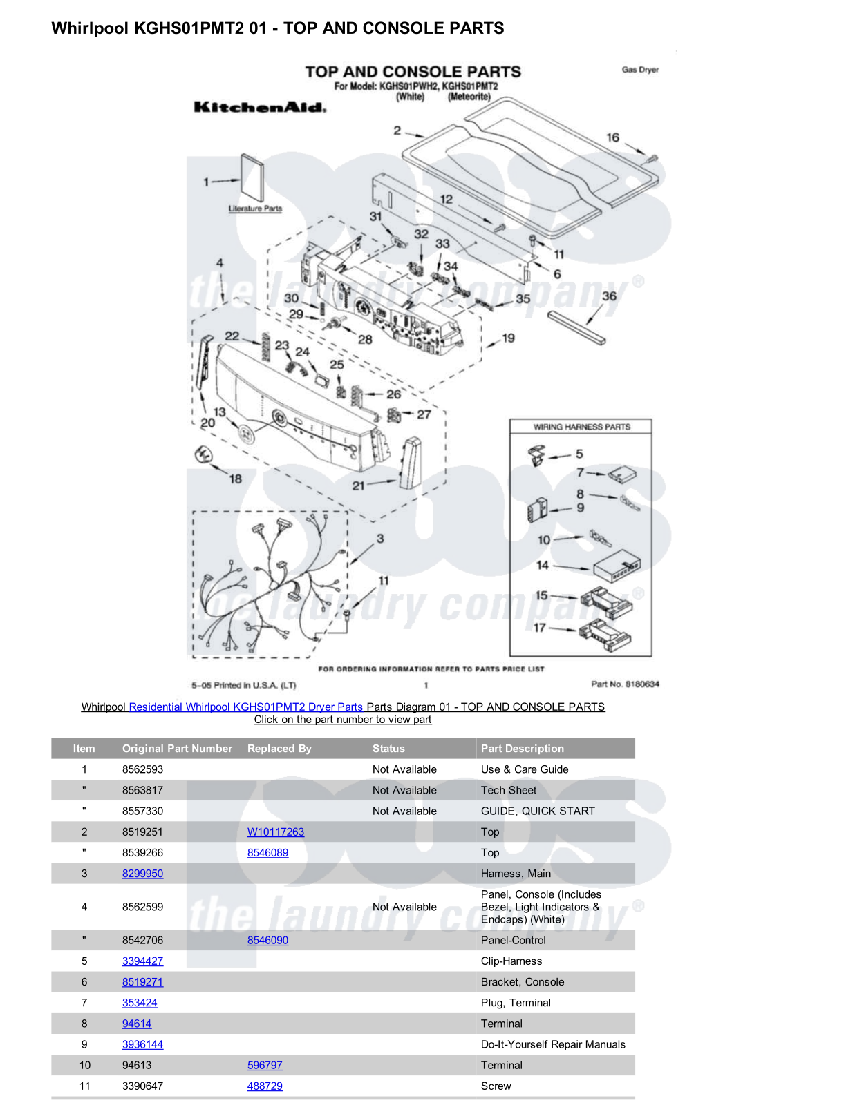 Whirlpool KGHS01PMT2 Parts Diagram