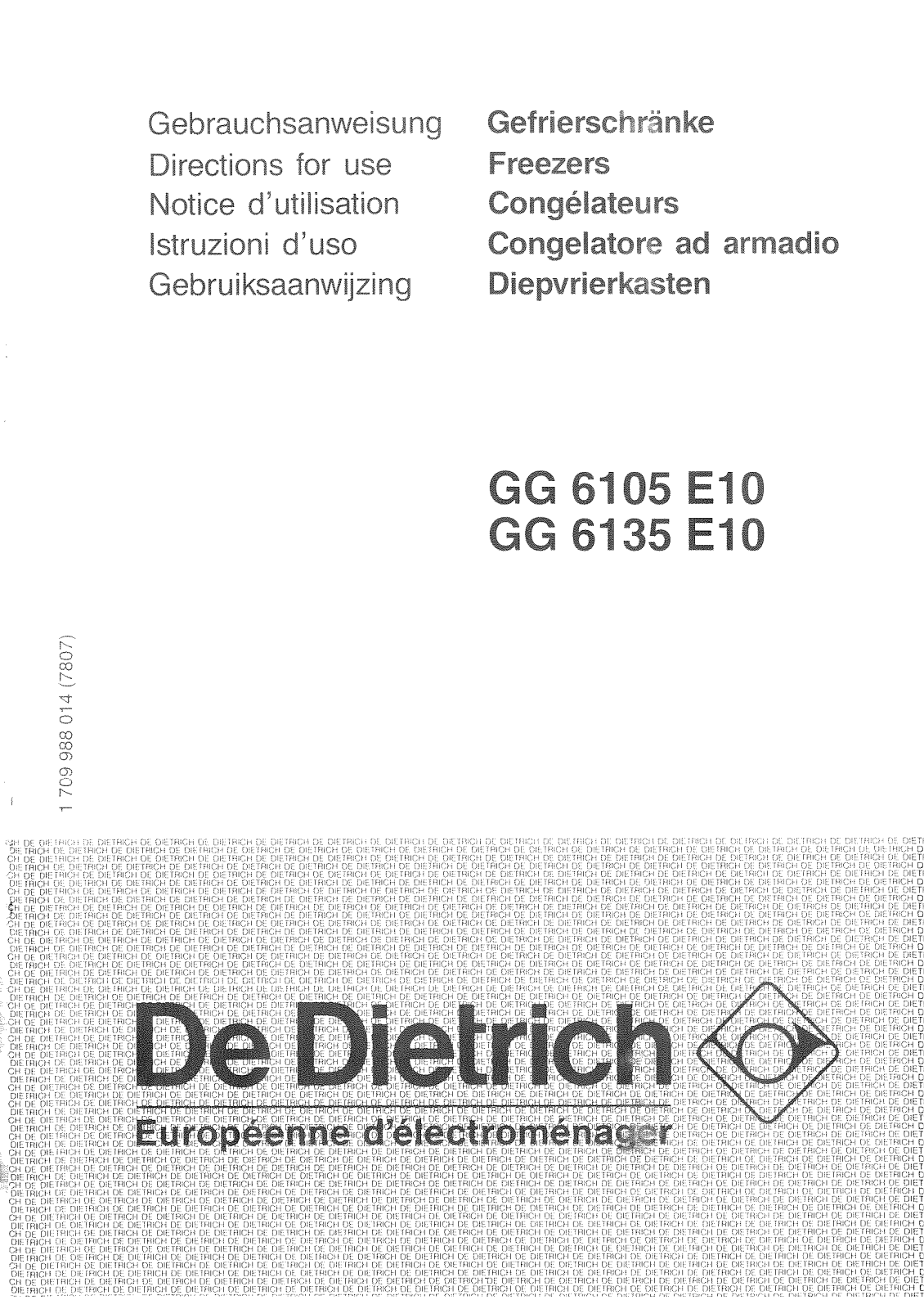 De dietrich GG6105E10, GG6135E10 User Manual