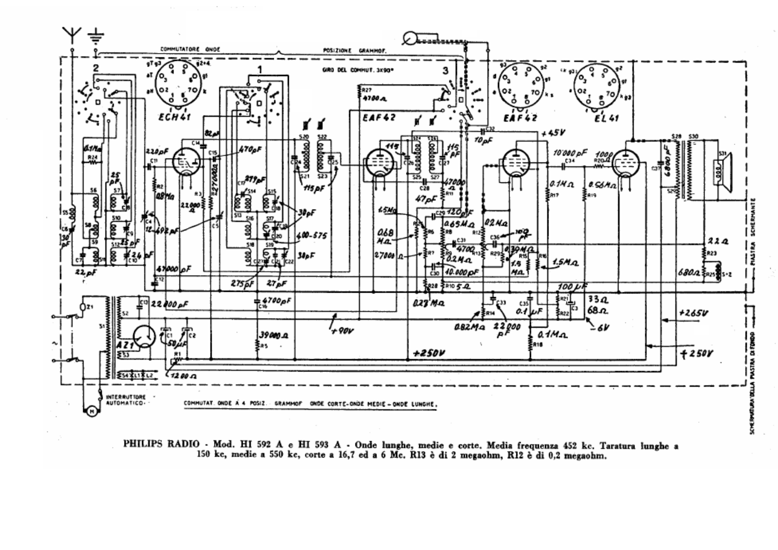 Philips hi592a, hi593a schematic