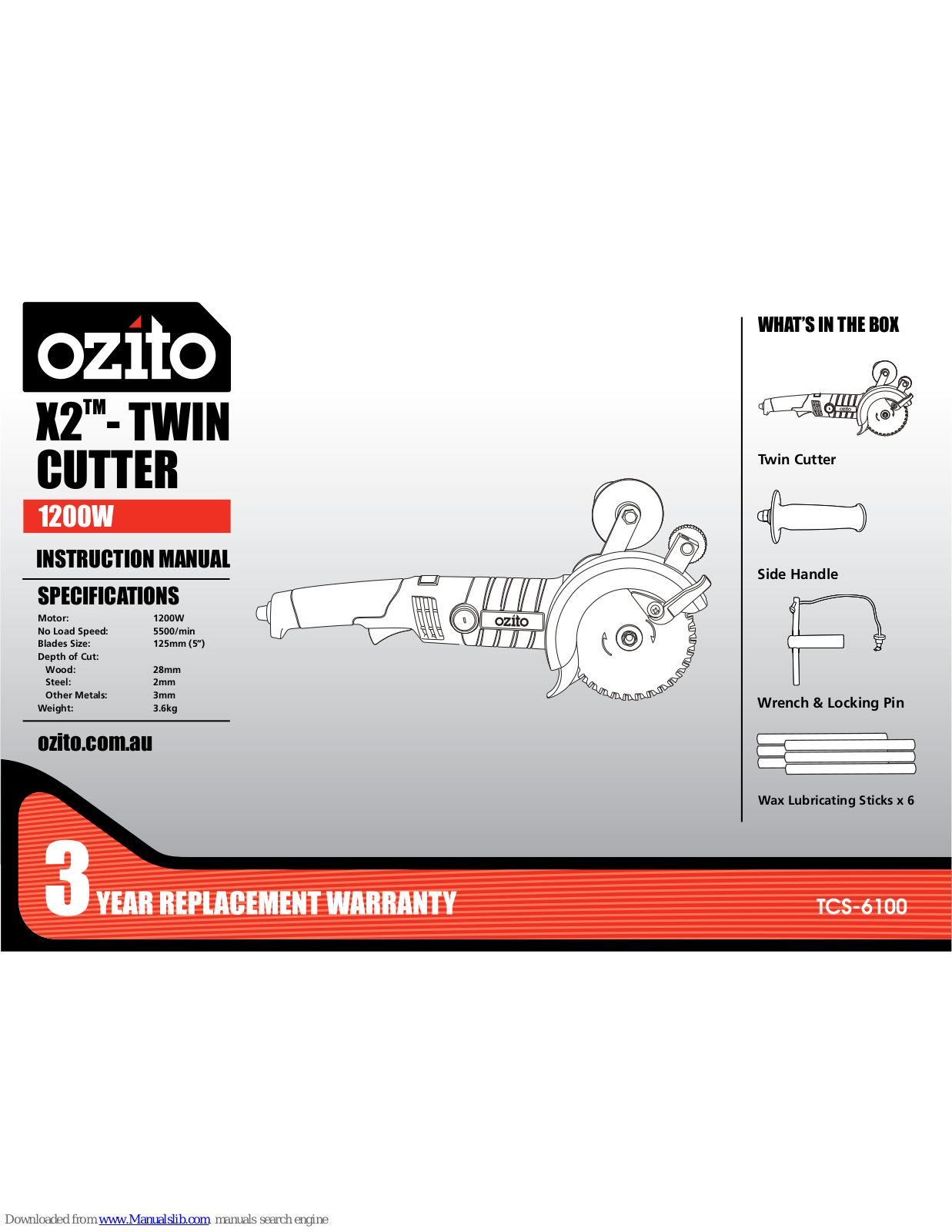 Ozito X2 TWIN CUTTER, X2 TCS-6100 Instruction Manual