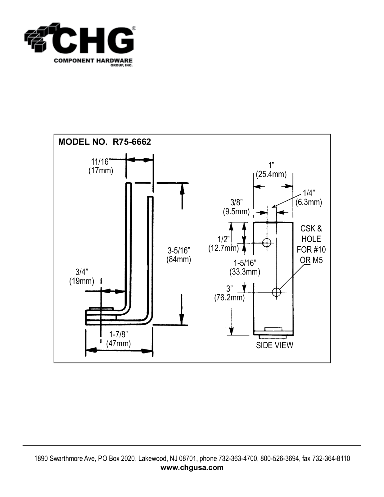 Component Hardware R75-6662 User Manual