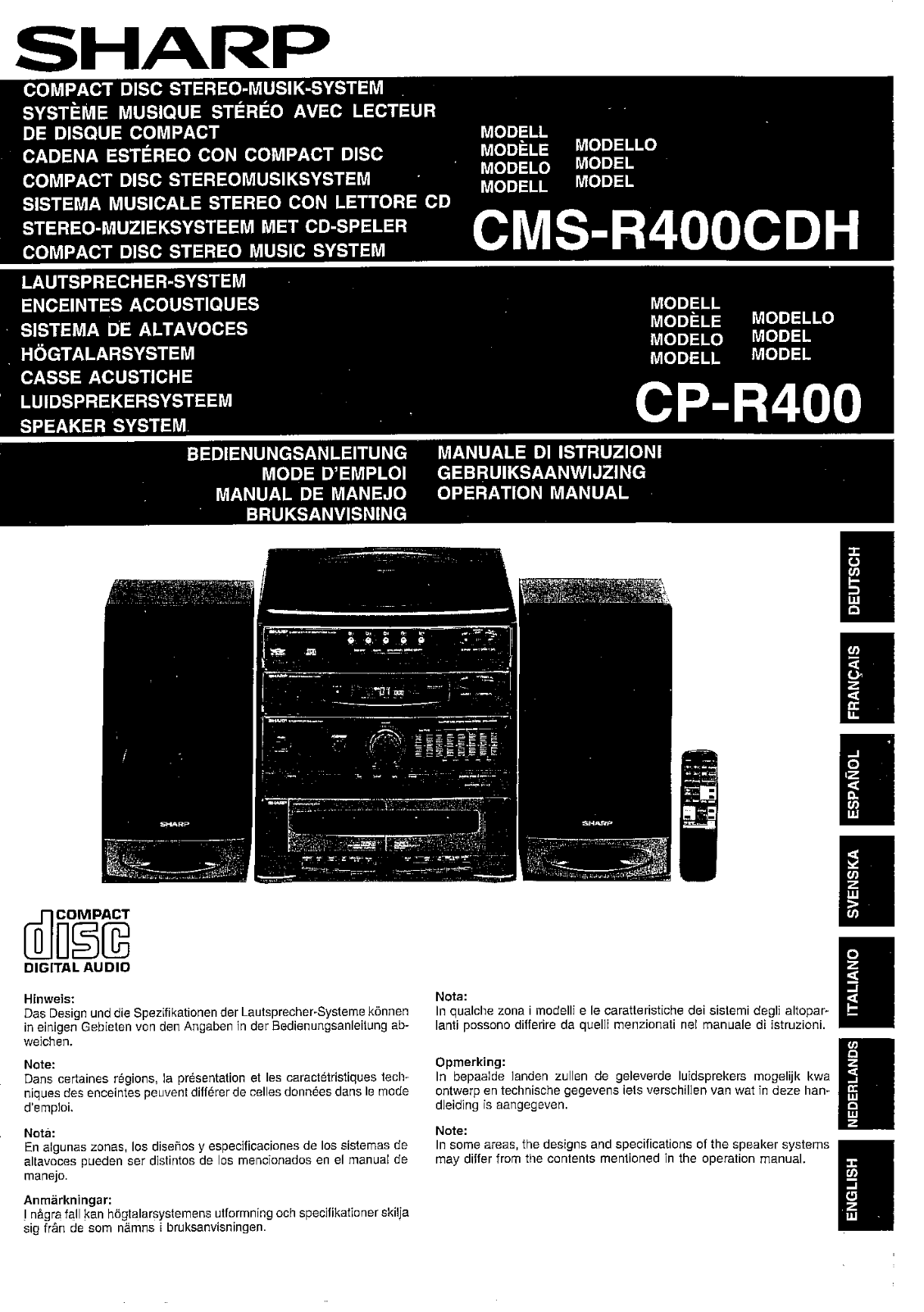 Sharp CMS, CP-R400, CDH Manual