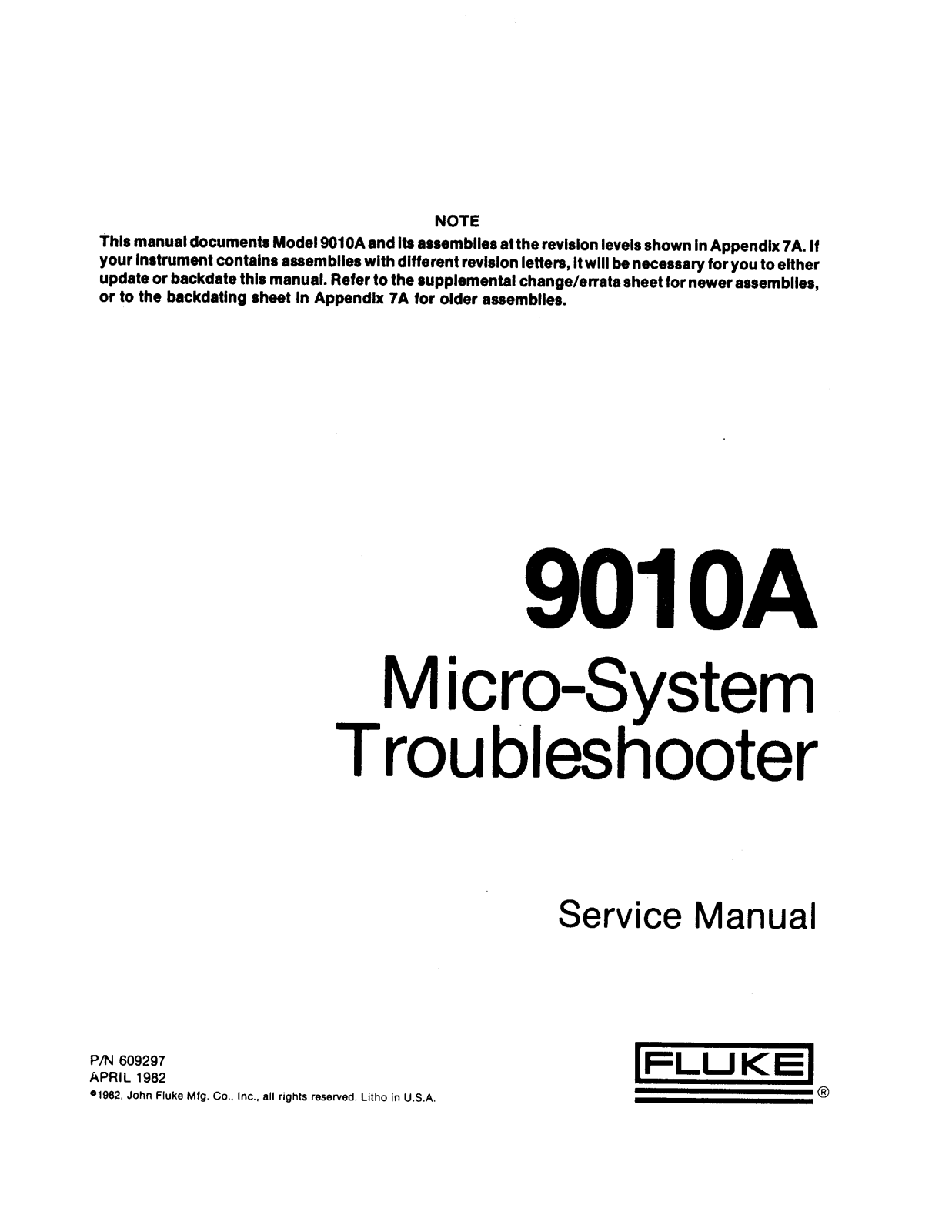 Fluke 9010A Service Manual