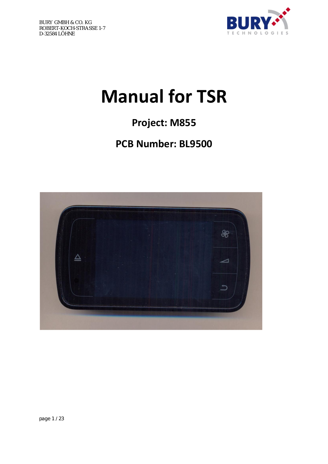 Bury and Co KG TSRRC User Manual