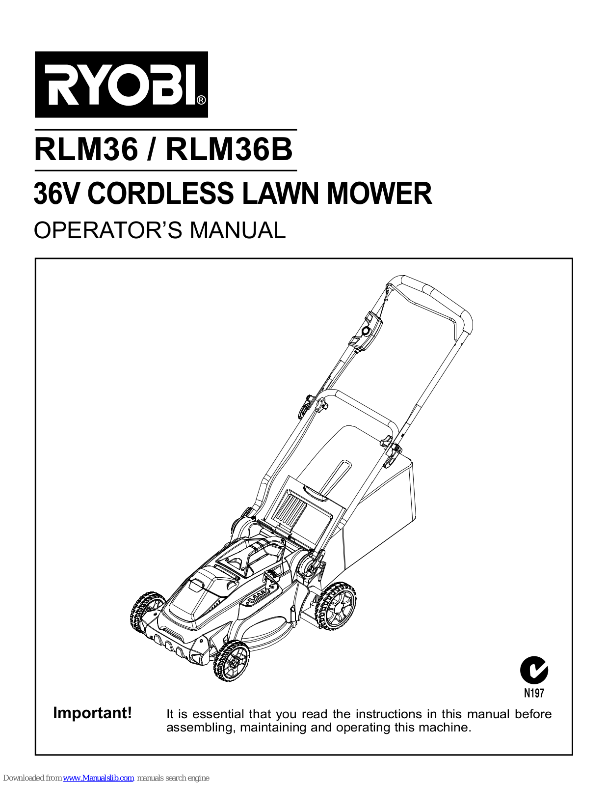 Ryobi RLM36, RLM36B Operator's Manual - ManualMachine.com