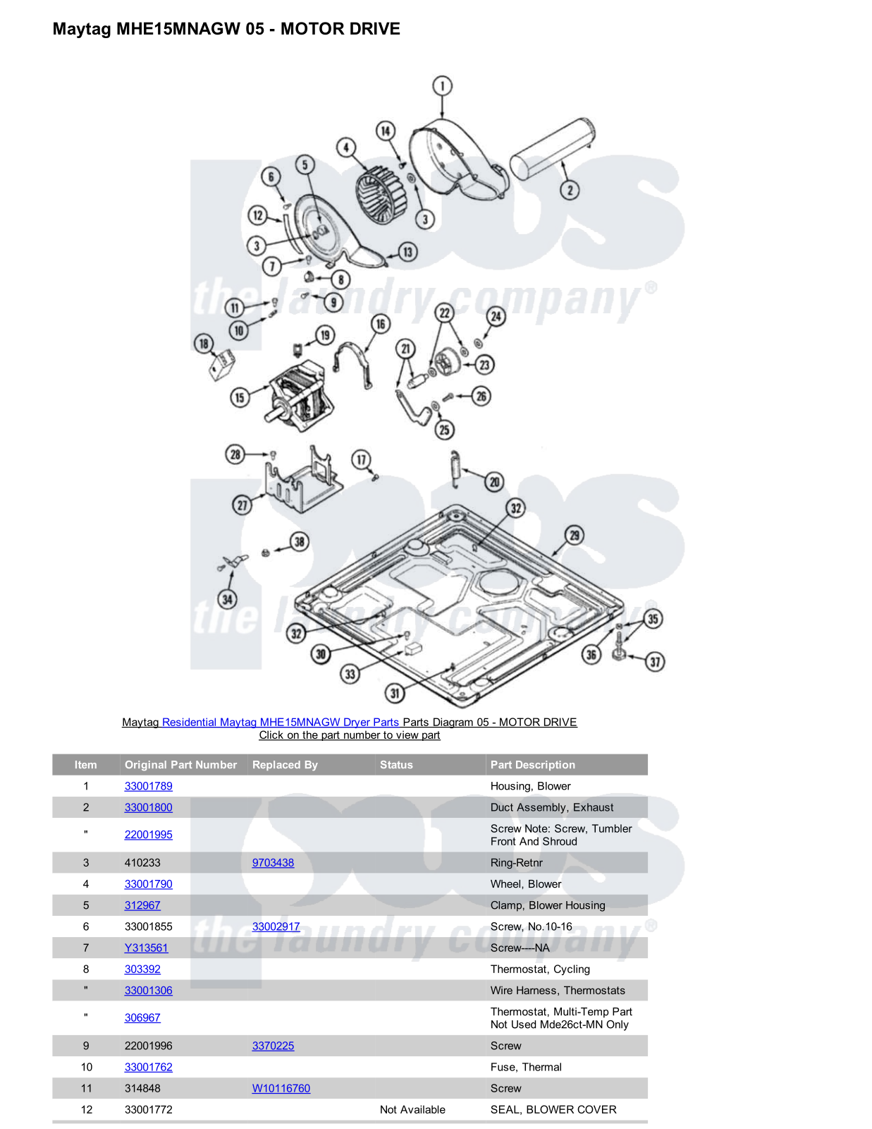 Maytag MHE15MNAGW Parts Diagram