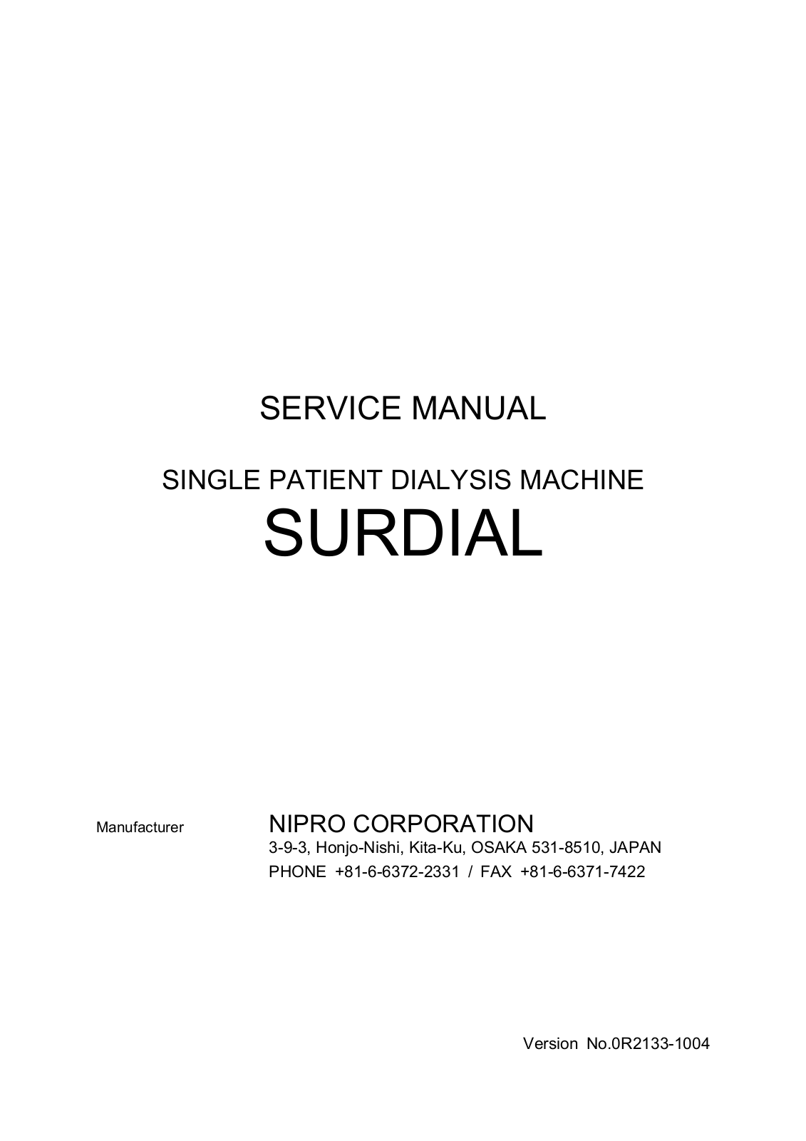 Nipro Surdial Service manual (1004)