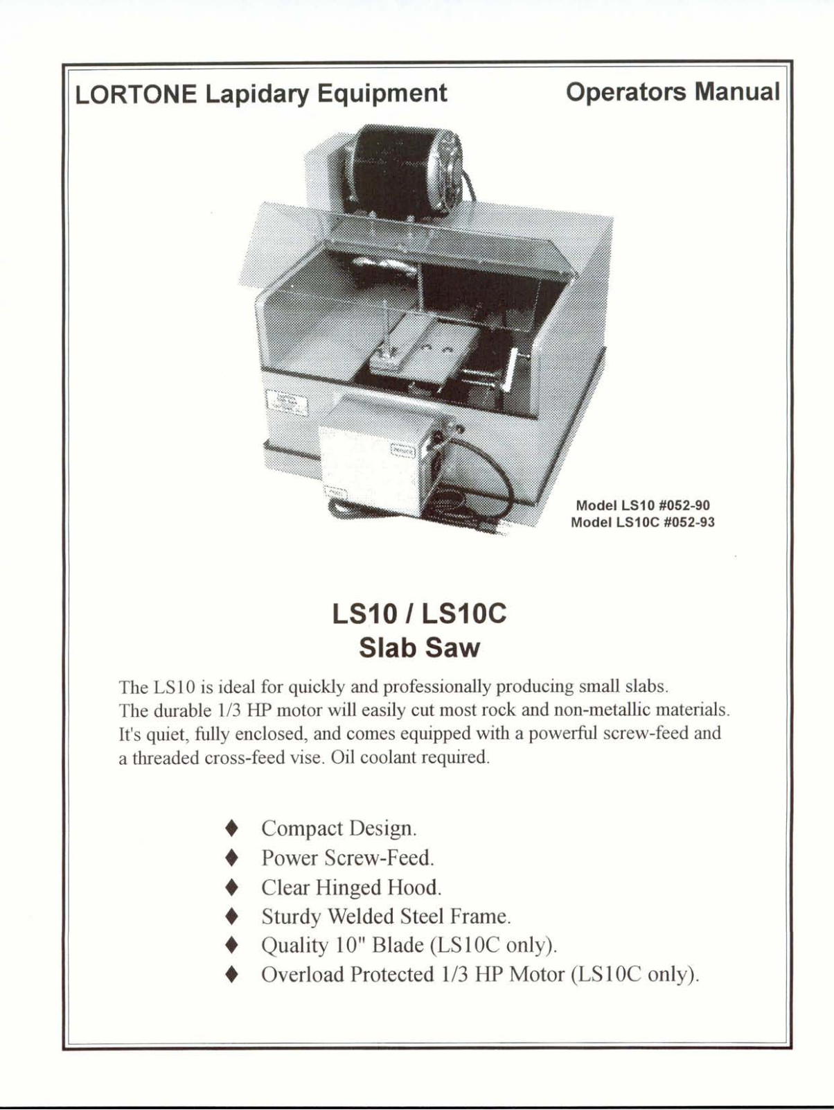 Lortone LS10C, LS10 User Manual