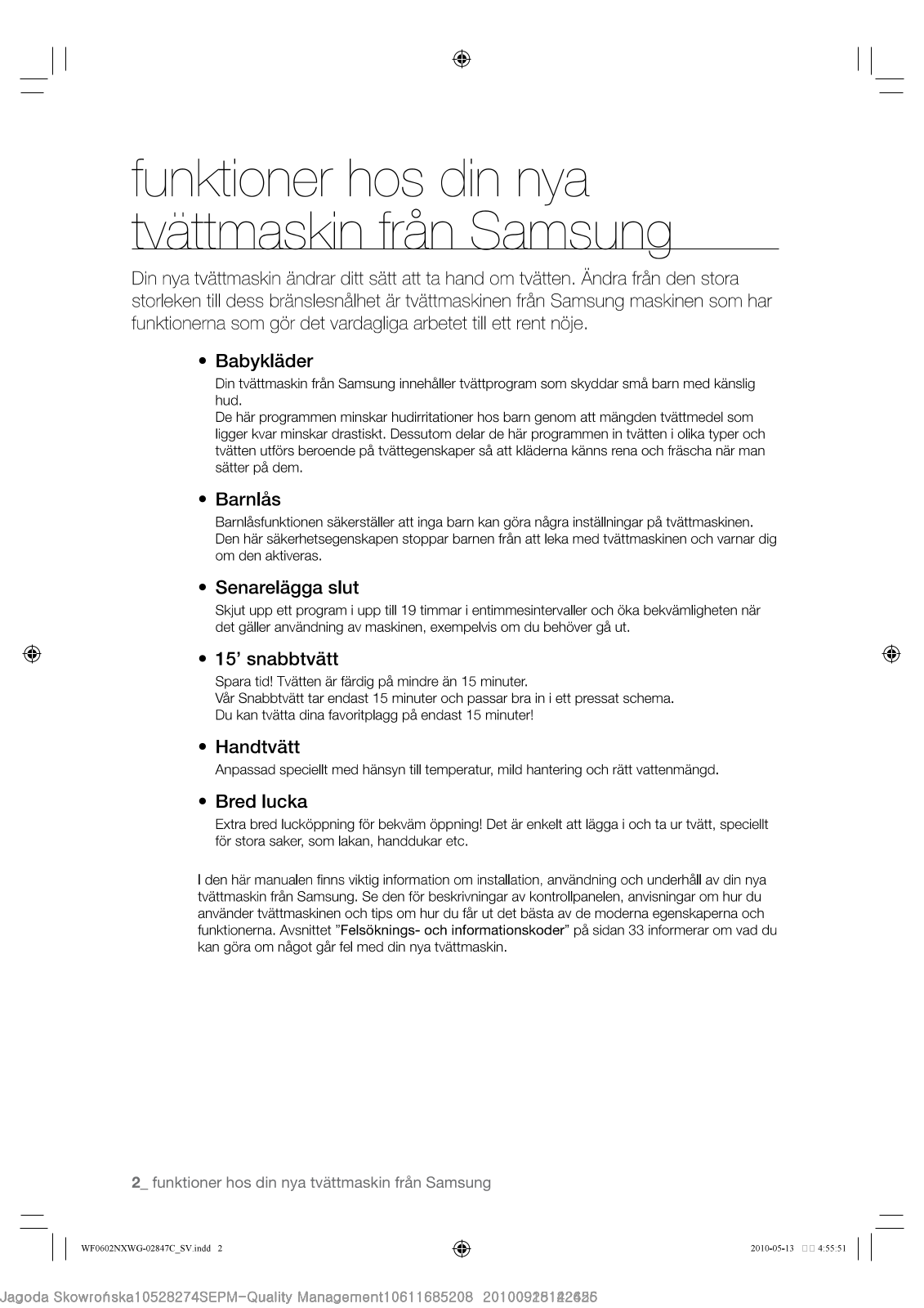 Samsung WF0602NXWG, WF0500NXWG User Manual