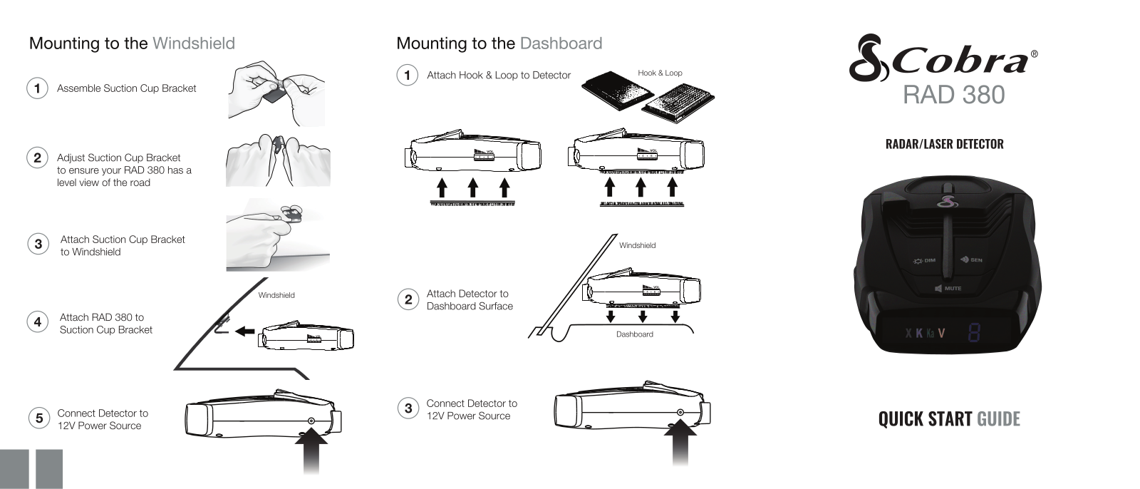 Cobra Electronics RAD 380 Quick Start Guide