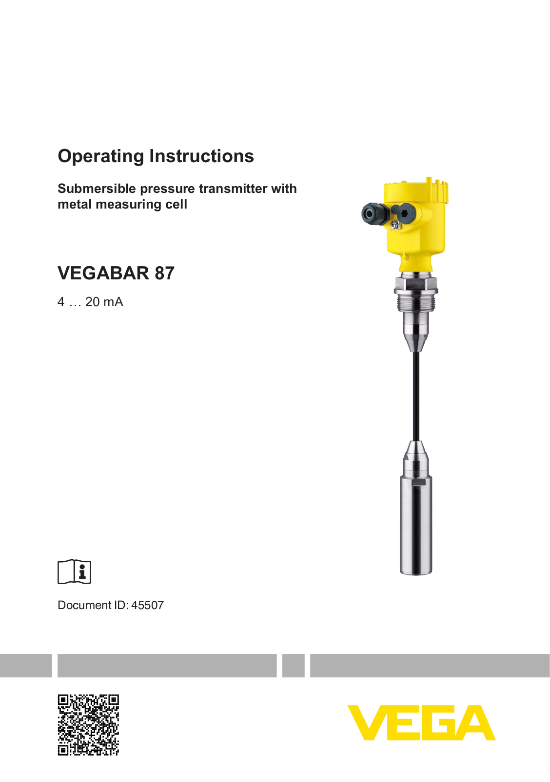 VEGA VEGABAR 87 Operating Instructions