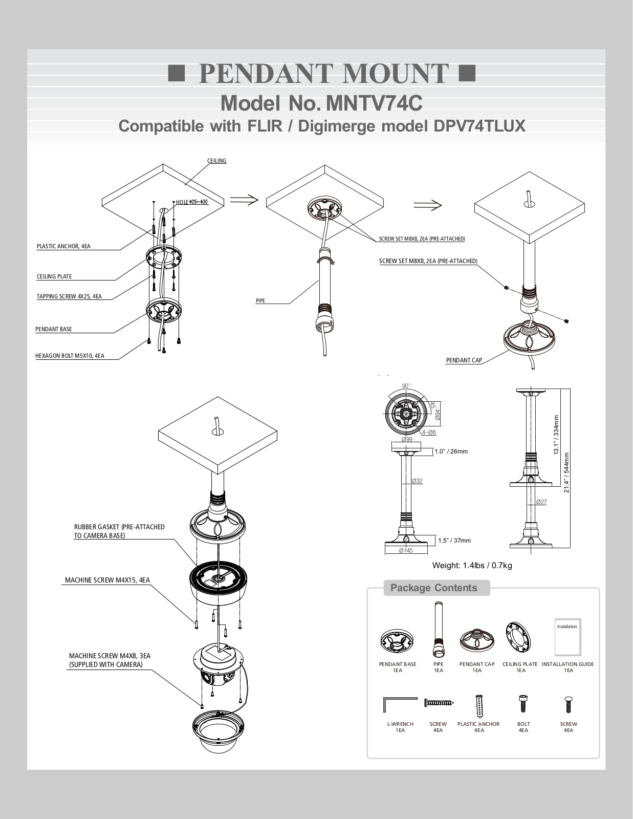 Flir MNTV74C Specsheet