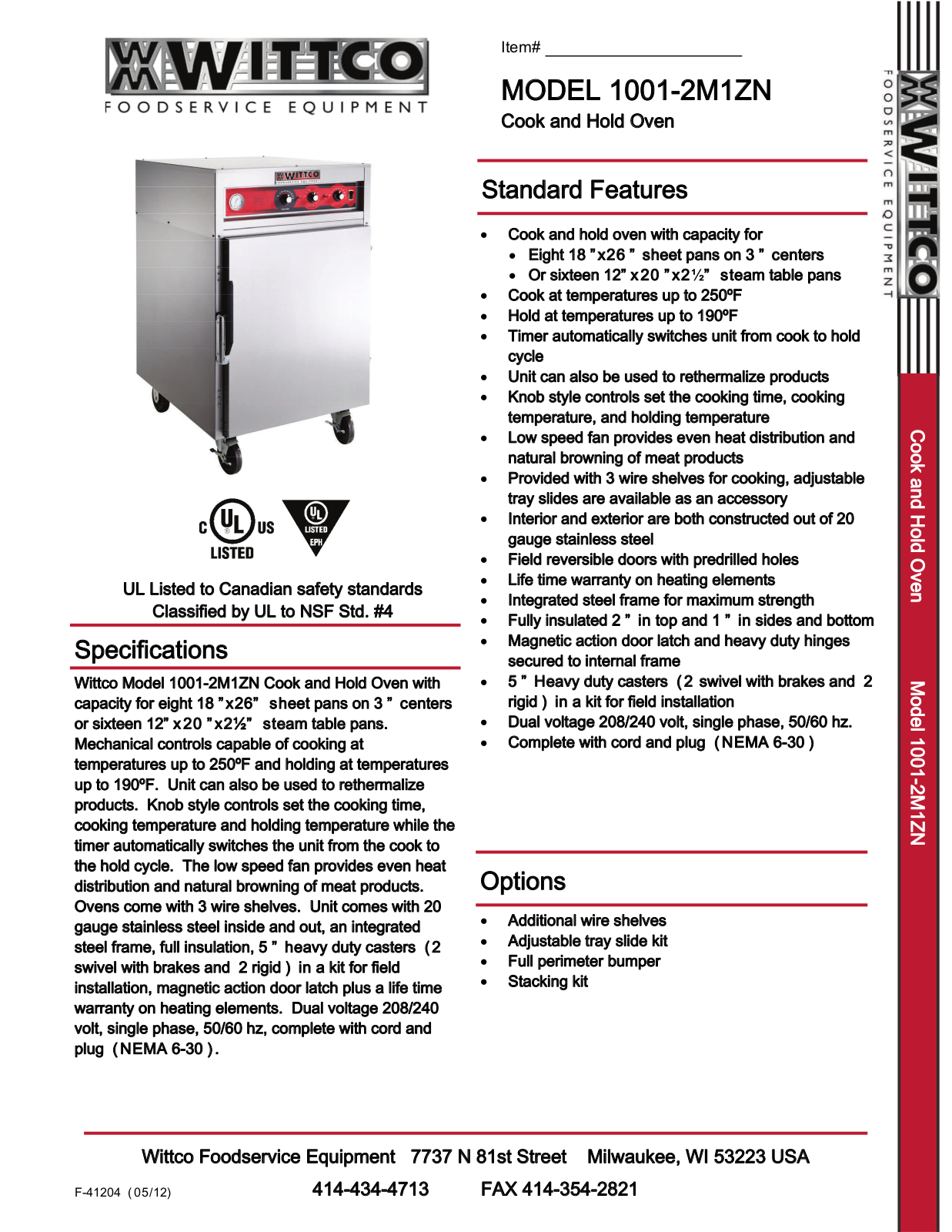 Wittco 1001-2M1ZN User Manual