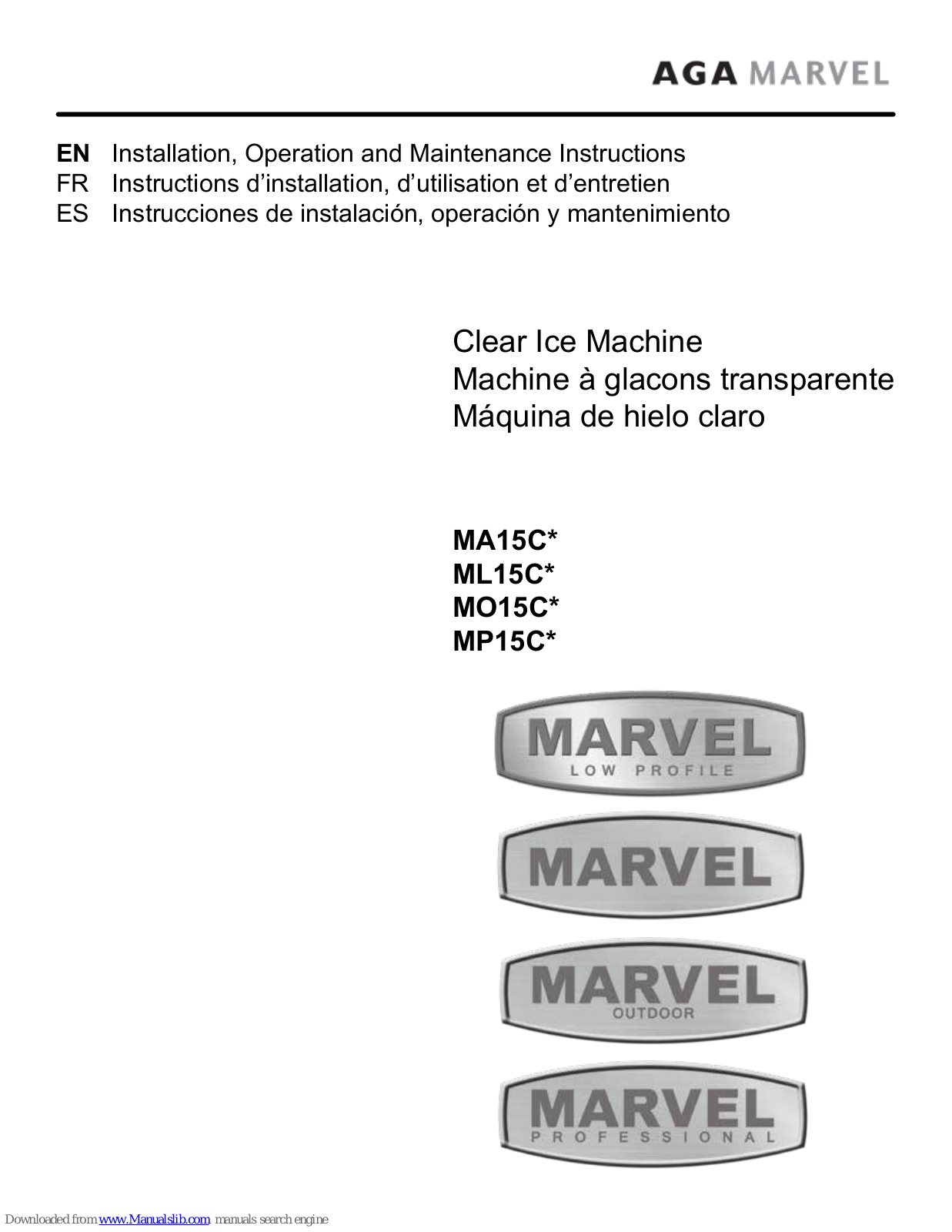 AGA marvel MP15CPS, MP15CPG Installation, Operation And Maintenance Instructions - ManualMachine.com
