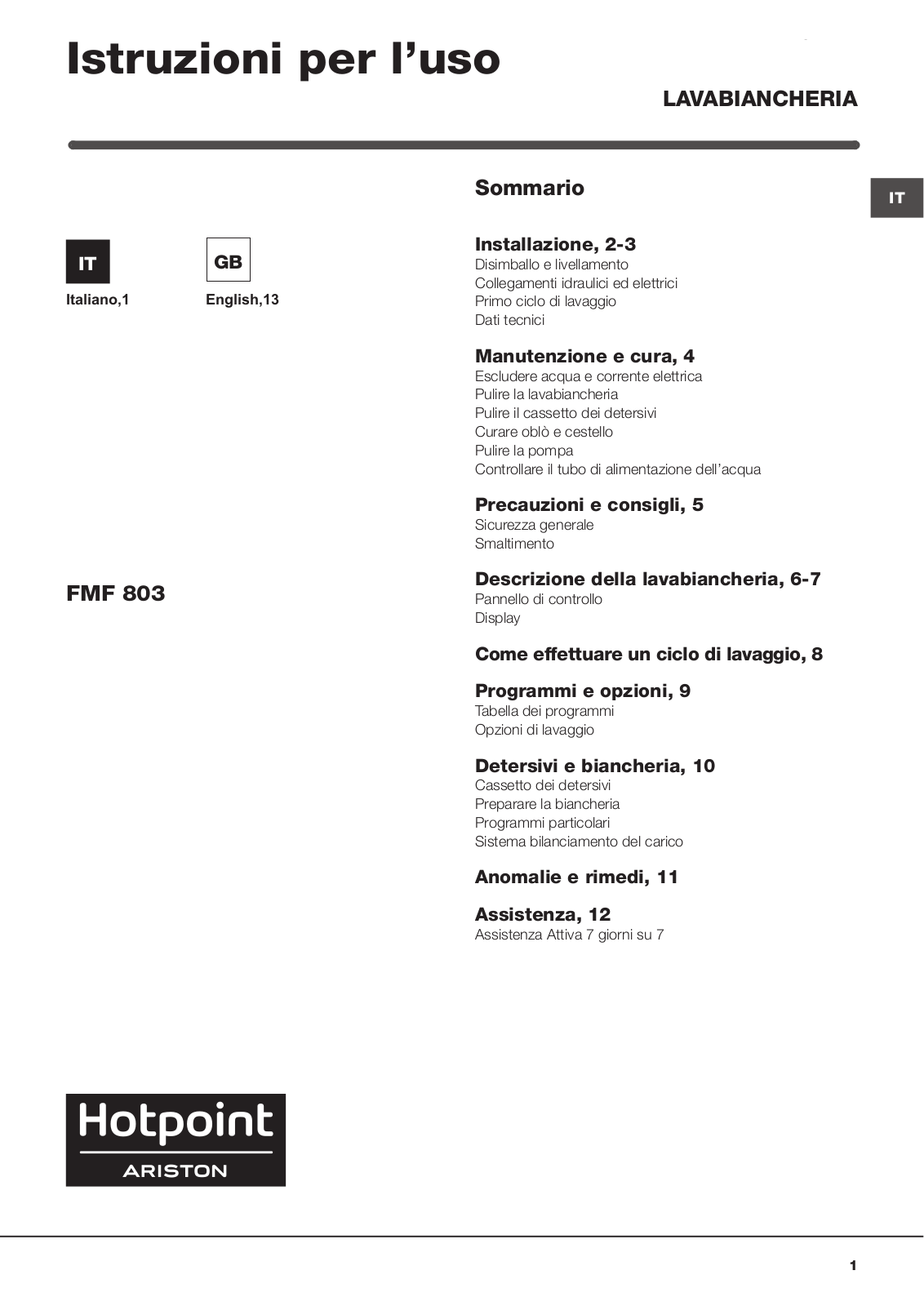 Hotpoint FMF 803B IT User Manual - ManualMachine.com