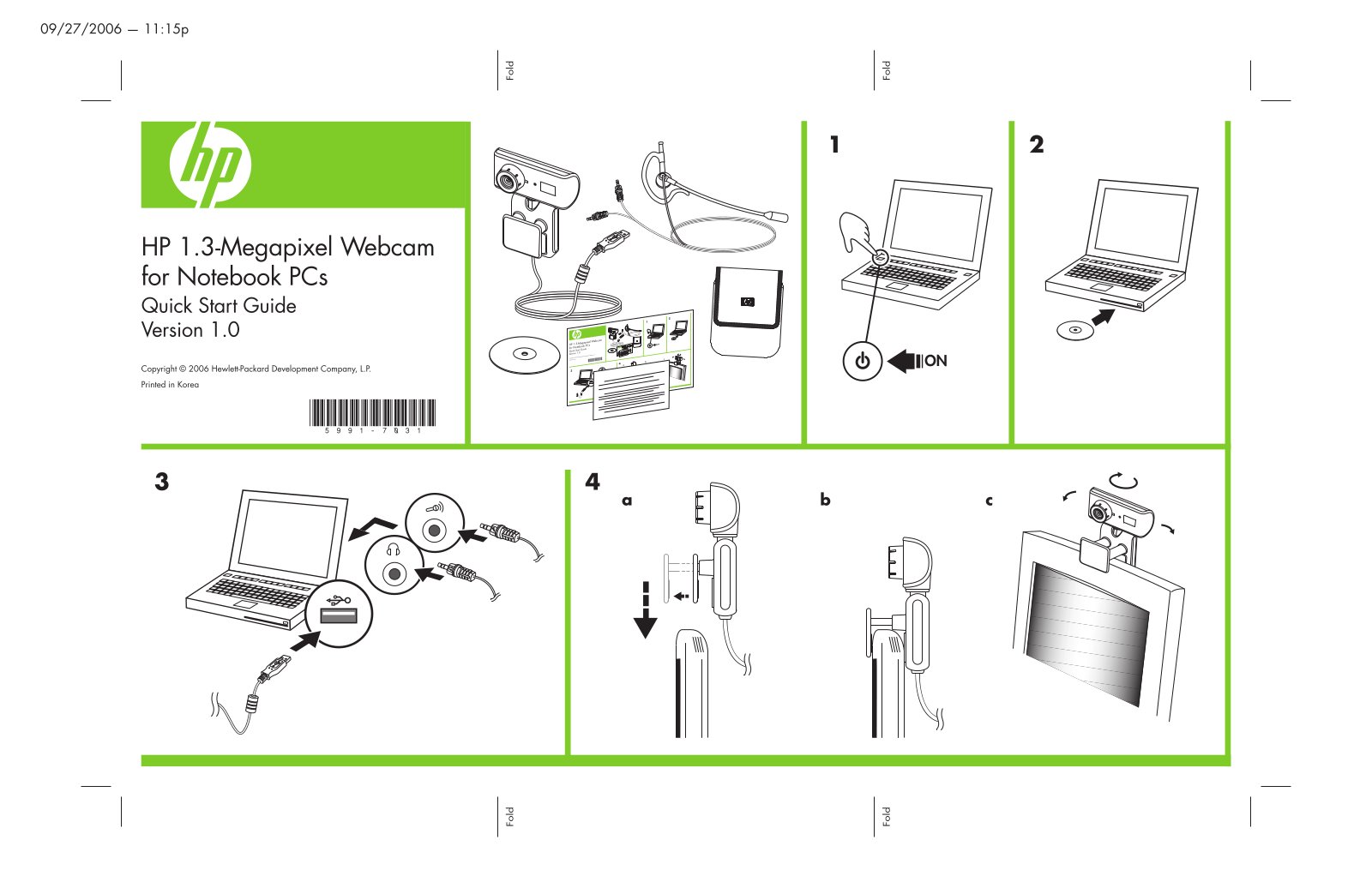 HP 1.3-Megapixel Webcam for Notebook PCs Quick Start Guide