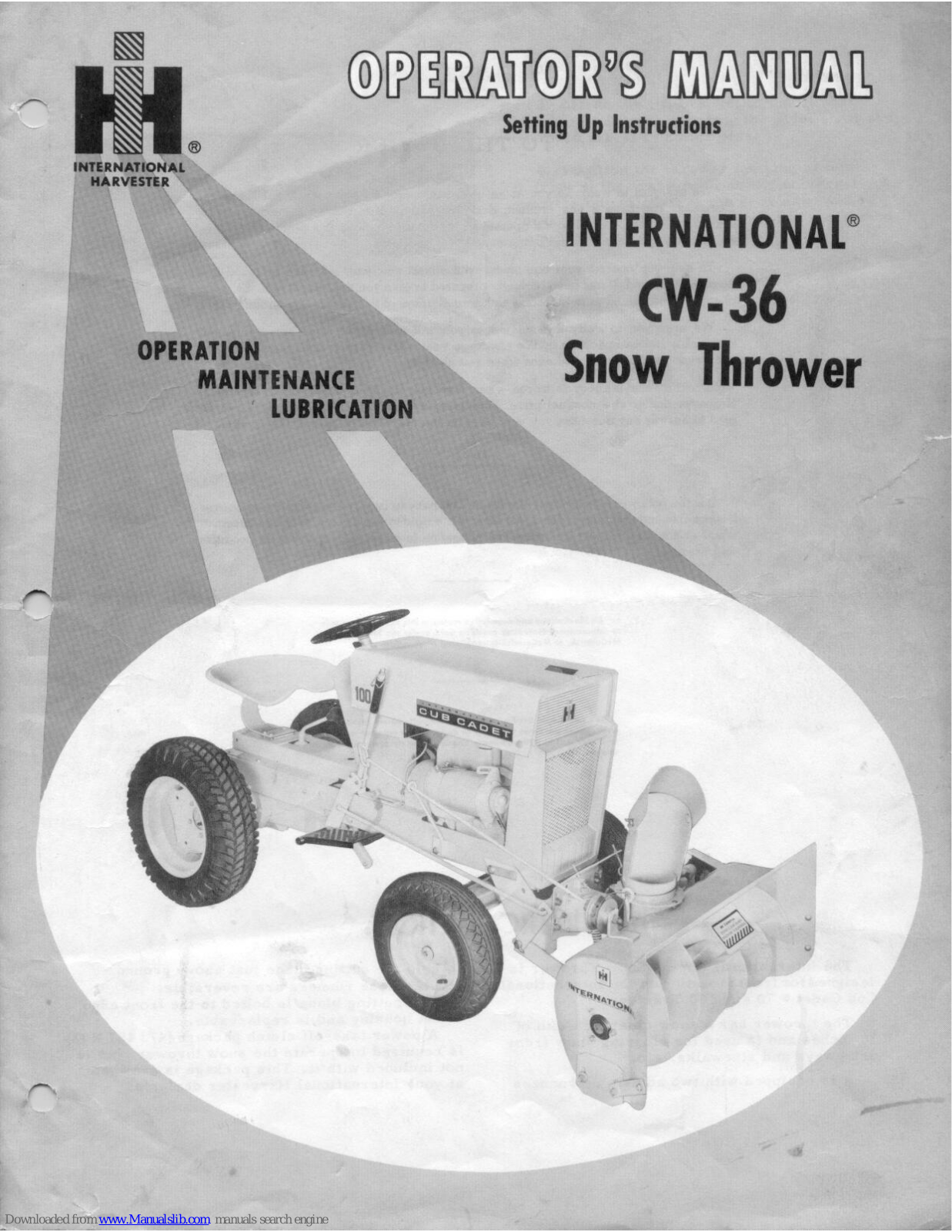 International Harvester Company International CW-36 Operator's Manual