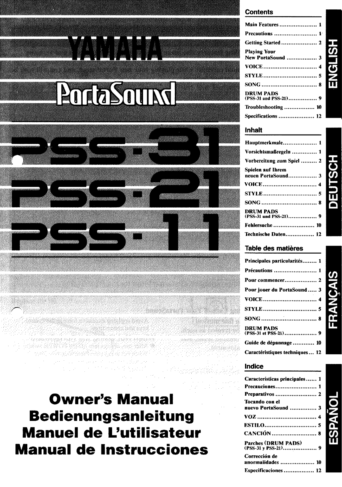 Yamaha PSS-31, PSS-21 User Manual