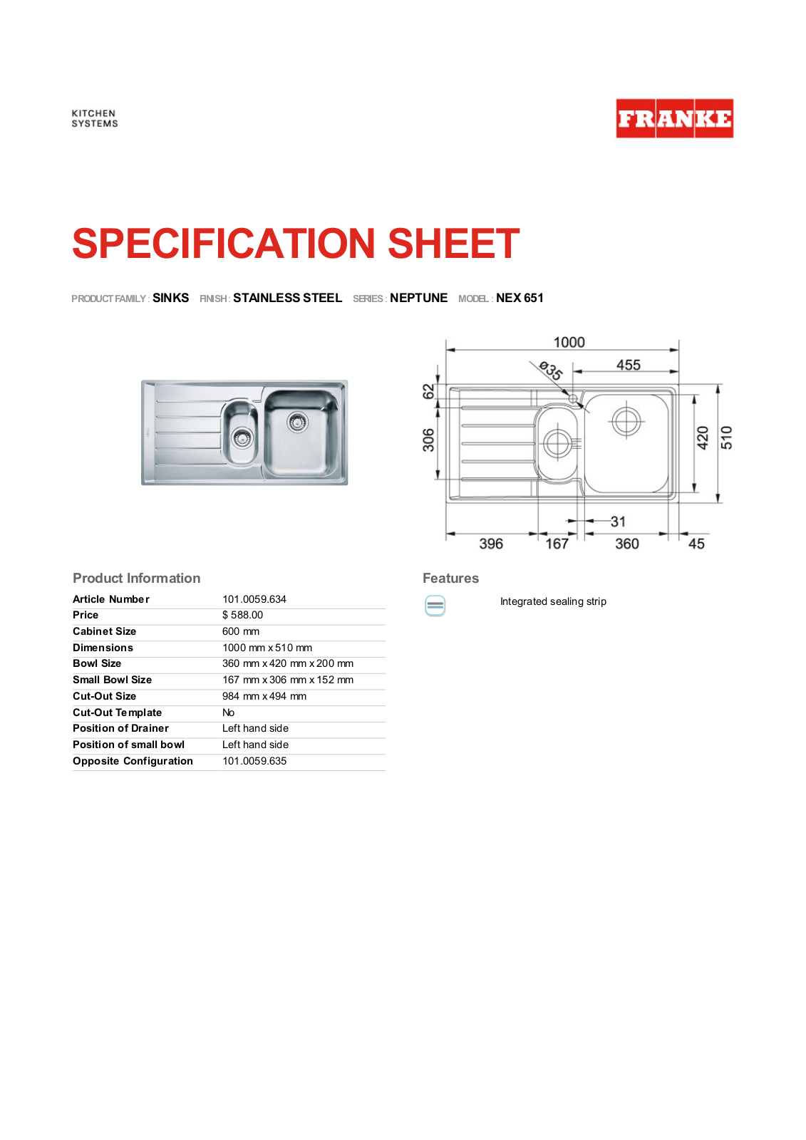 Franke Foodservice NEX 651 User Manual